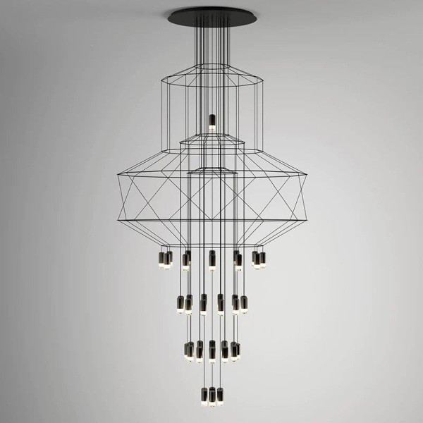 Lampa wisząca LINEA-43 czarna 90 cm glamour duża