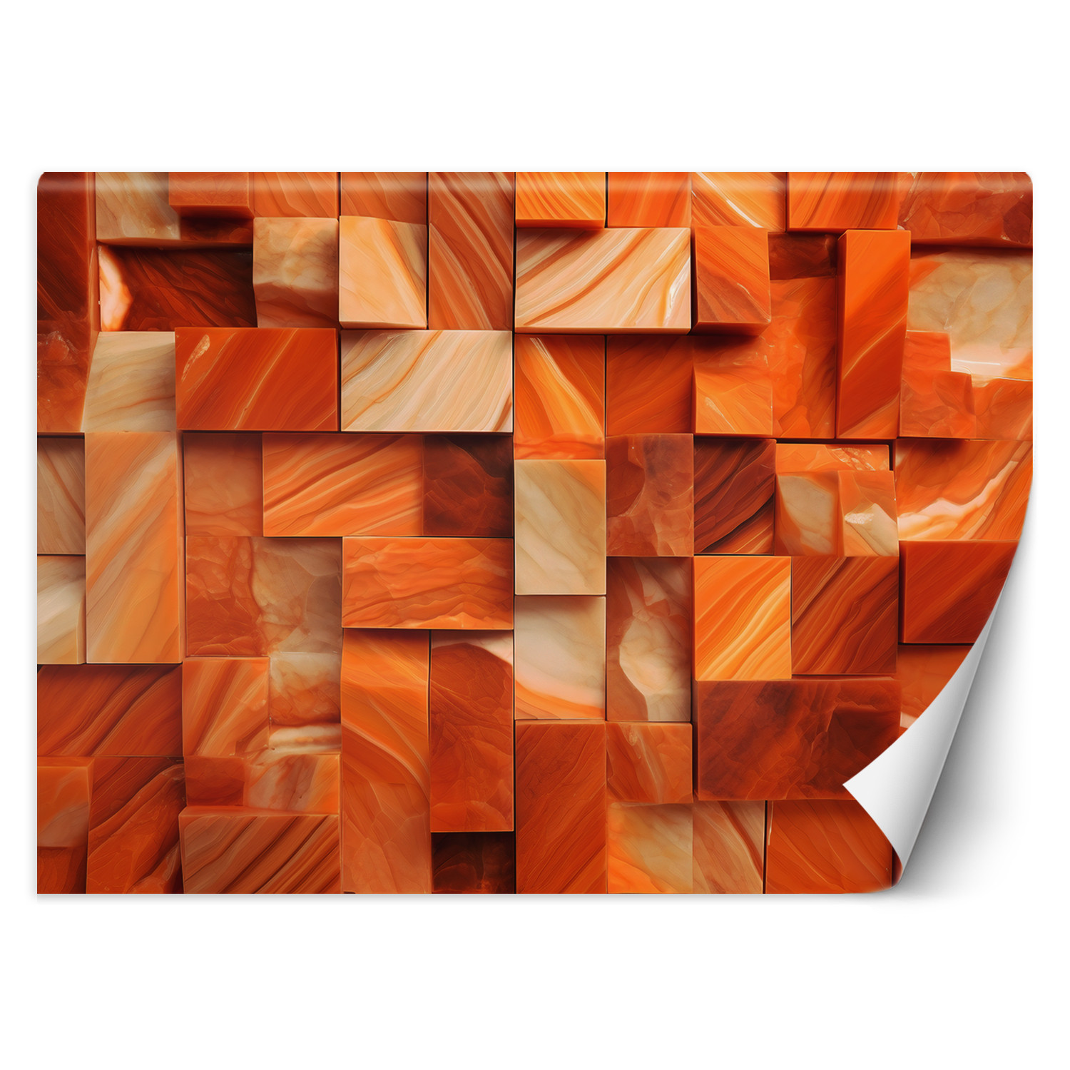 Feeby Fototapeta, Pomarańczowy sześcian 3D 150x105