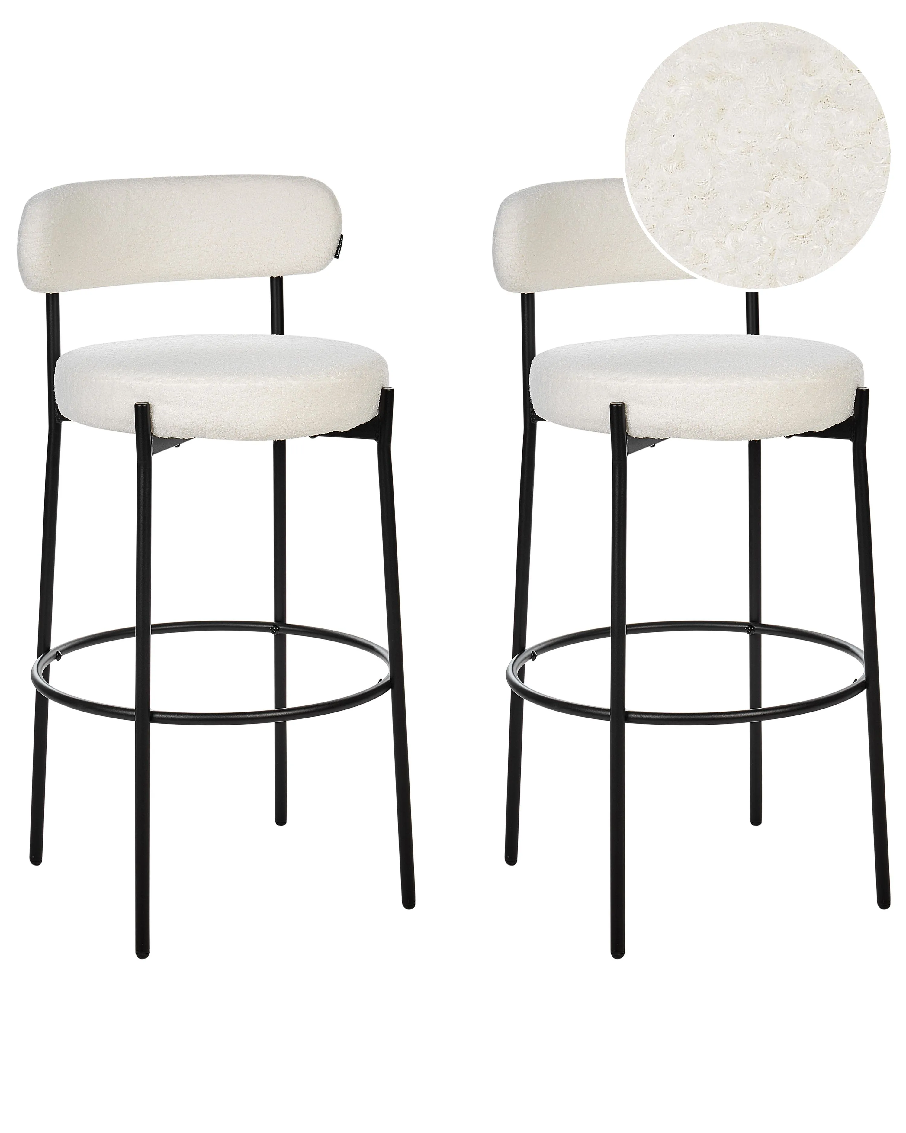 Set of 2 Bar Chairs ALLISON Boucle White