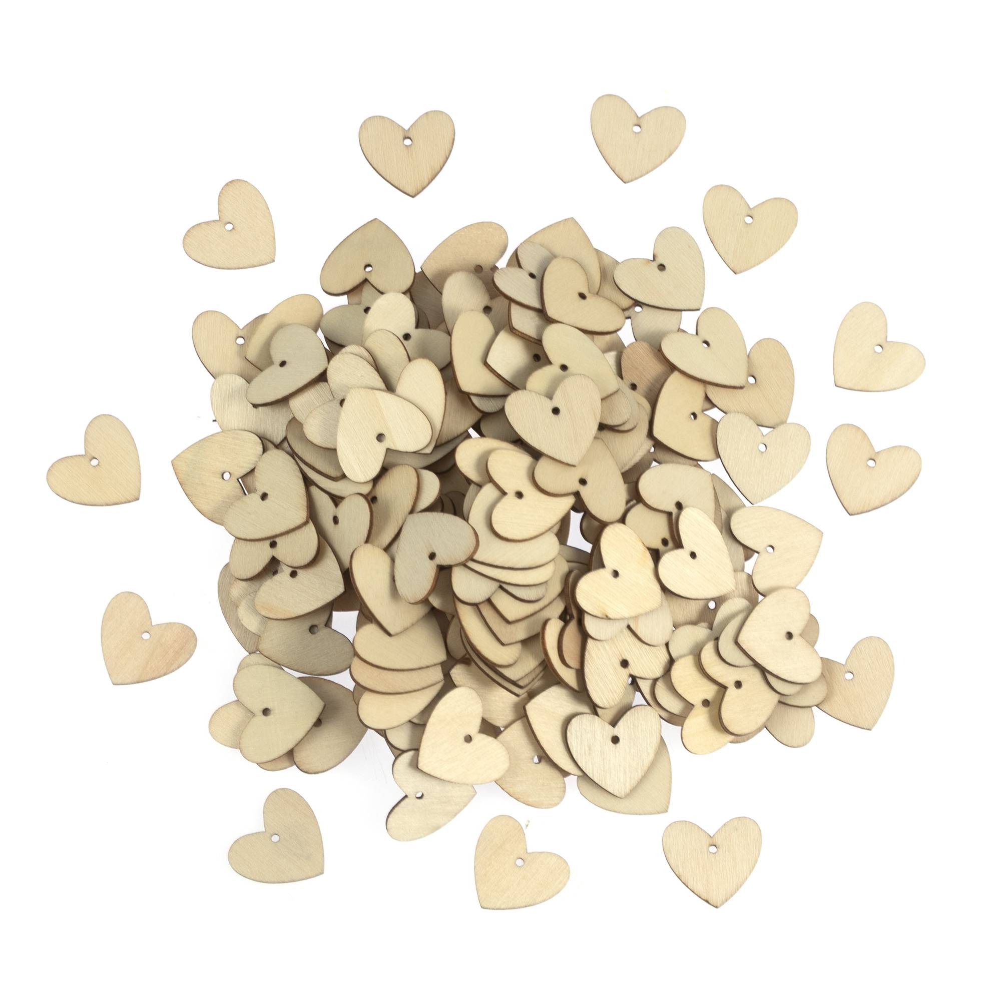 Natural Wooden Hearts 200 Pack