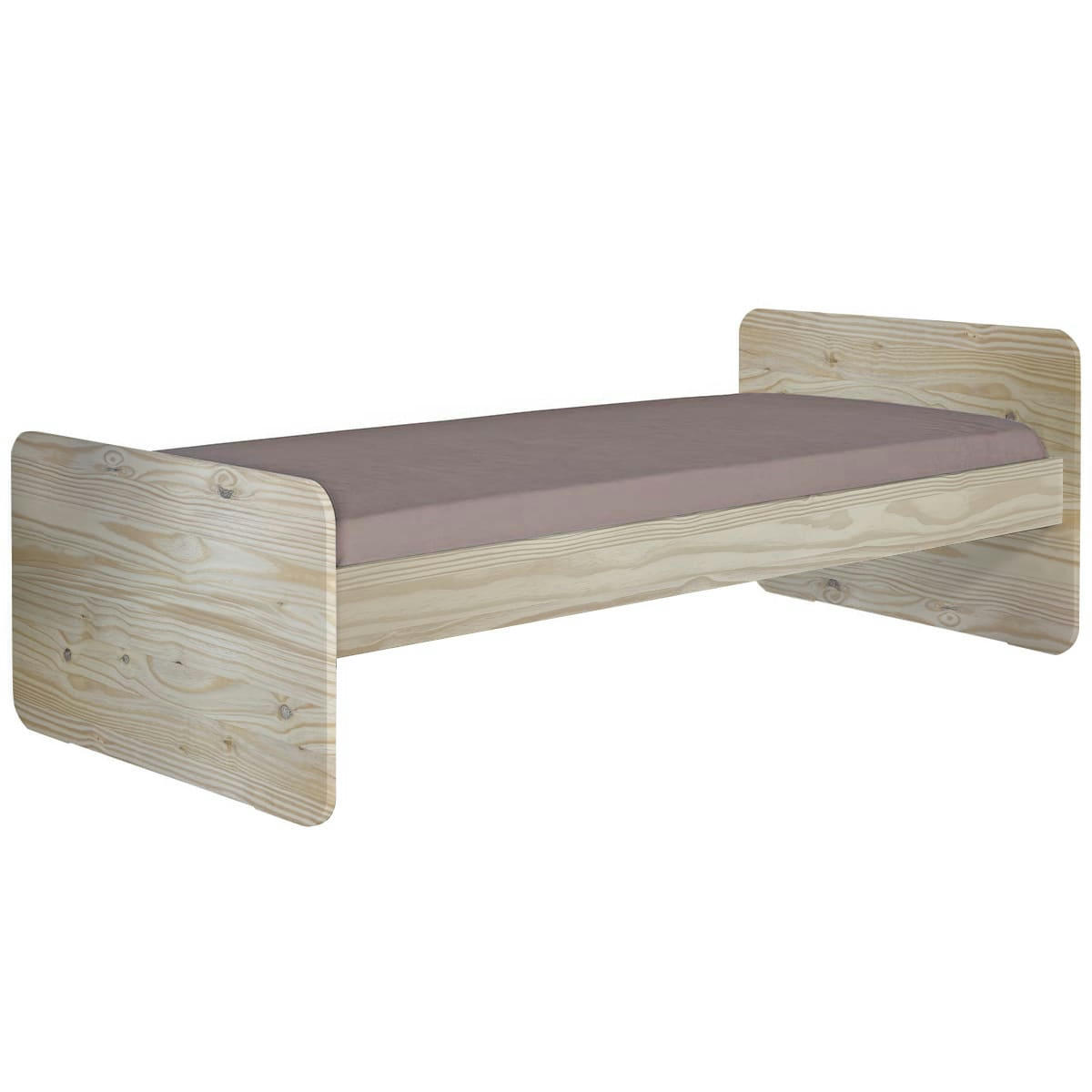 LUPIN - Pack lit avec matelas 90x190 cm bois massif bois