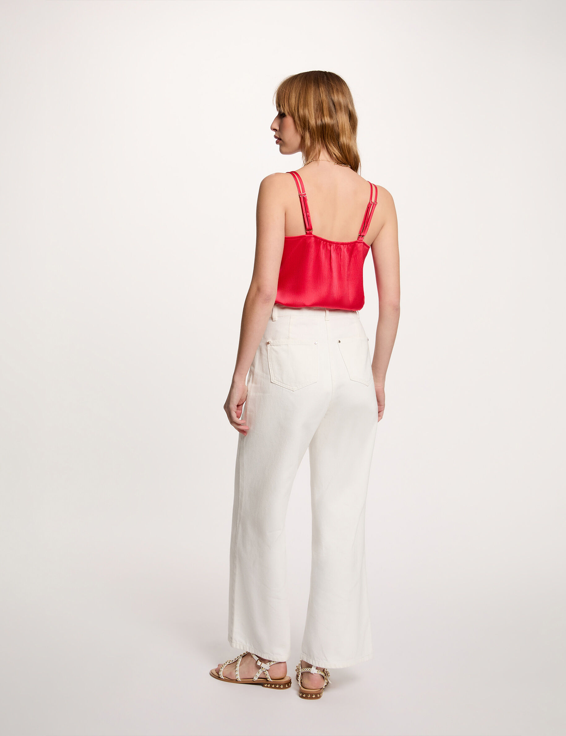 Satin Top With Straps Korallrote Women