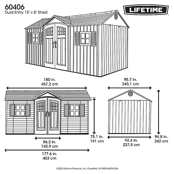 Abri de jardin résine Lifetime 60406 double pentes 11,04m²