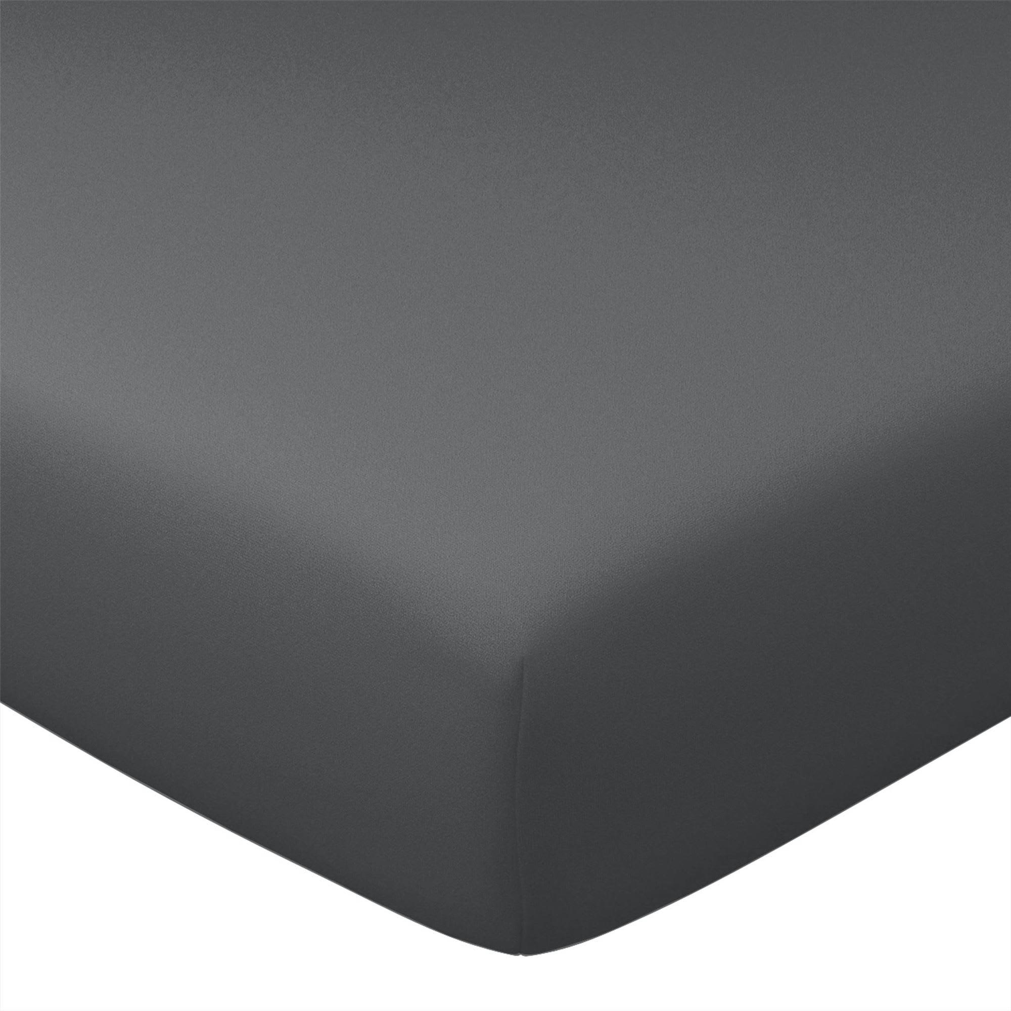 PERCALE 2015 - Drap-housse 90x190x28 gris souris en coton