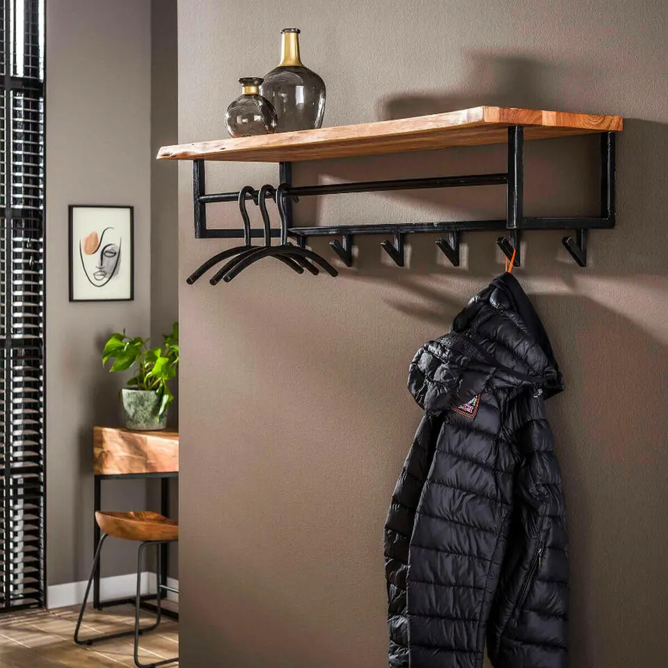 Fraaai - Woody kapstok met 6 haken en hoedenplank