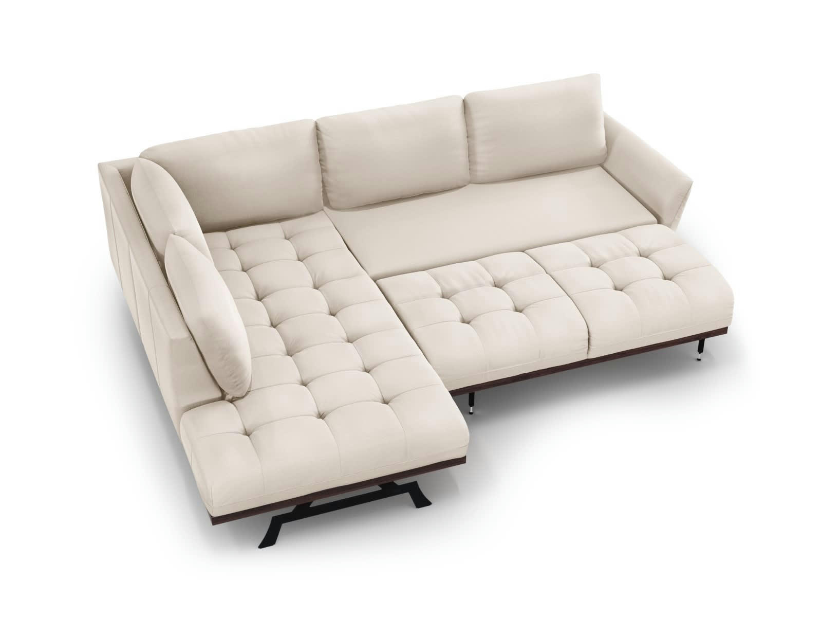 OLIVIER - Canapé d'angle convertible 5 places en tissu structuré gris clair