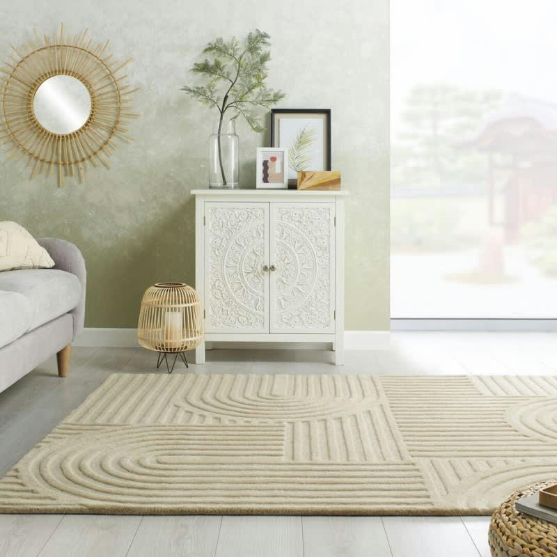 GARDEN - Tapis design 3D beige naturel zen 200 x 290
