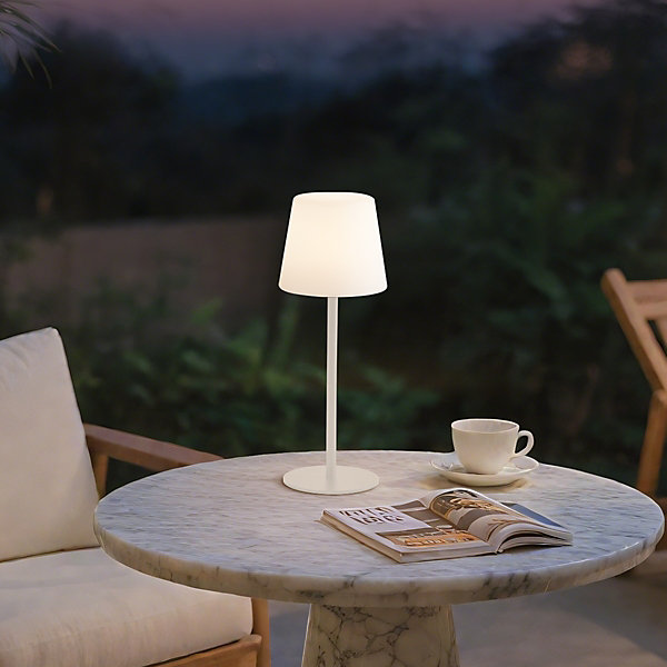 Lampe de table blanche rechargeable avec LED et variateur IP54 - Jude