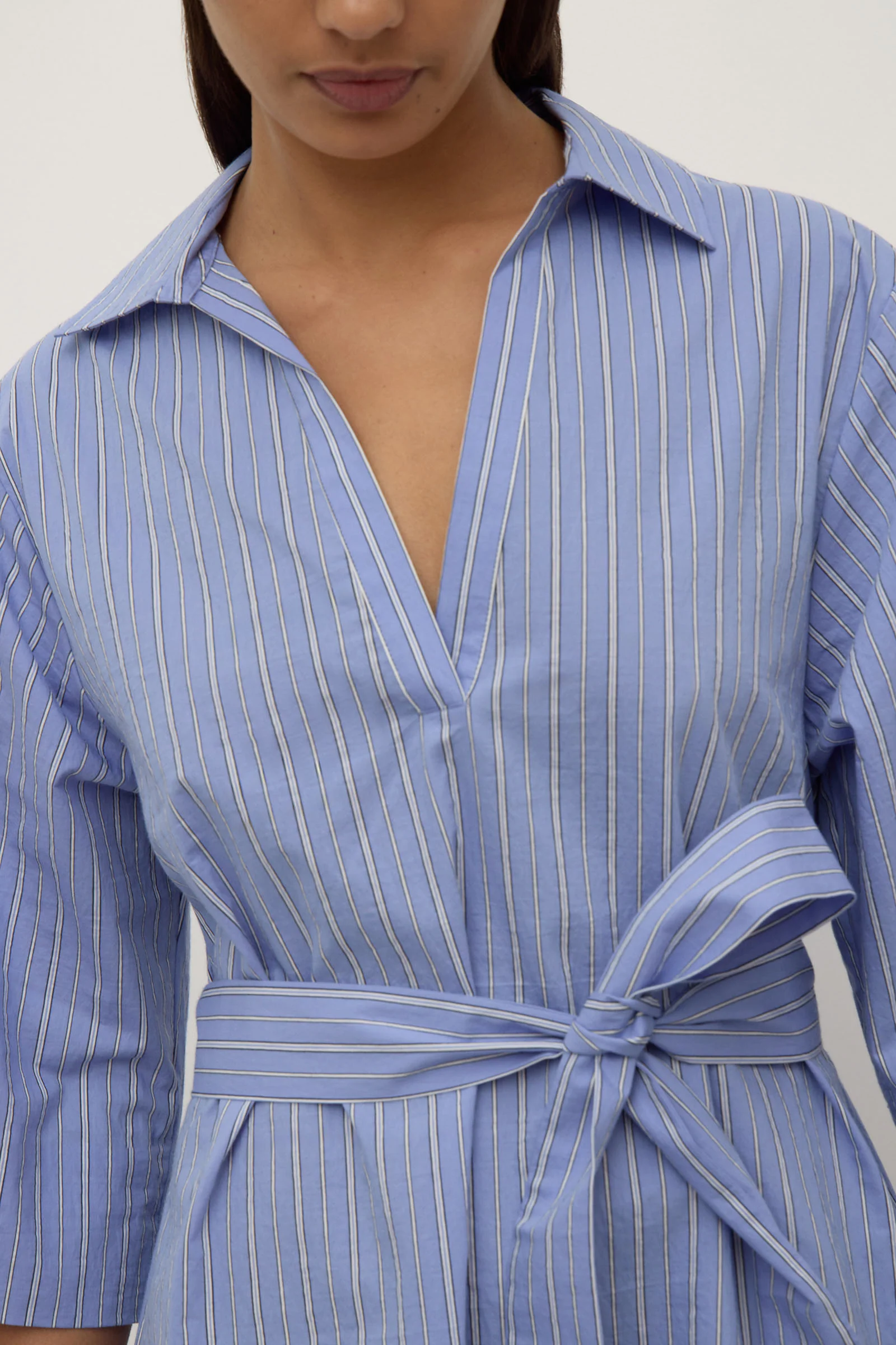 Erina Stripe Mini Shirt Dress