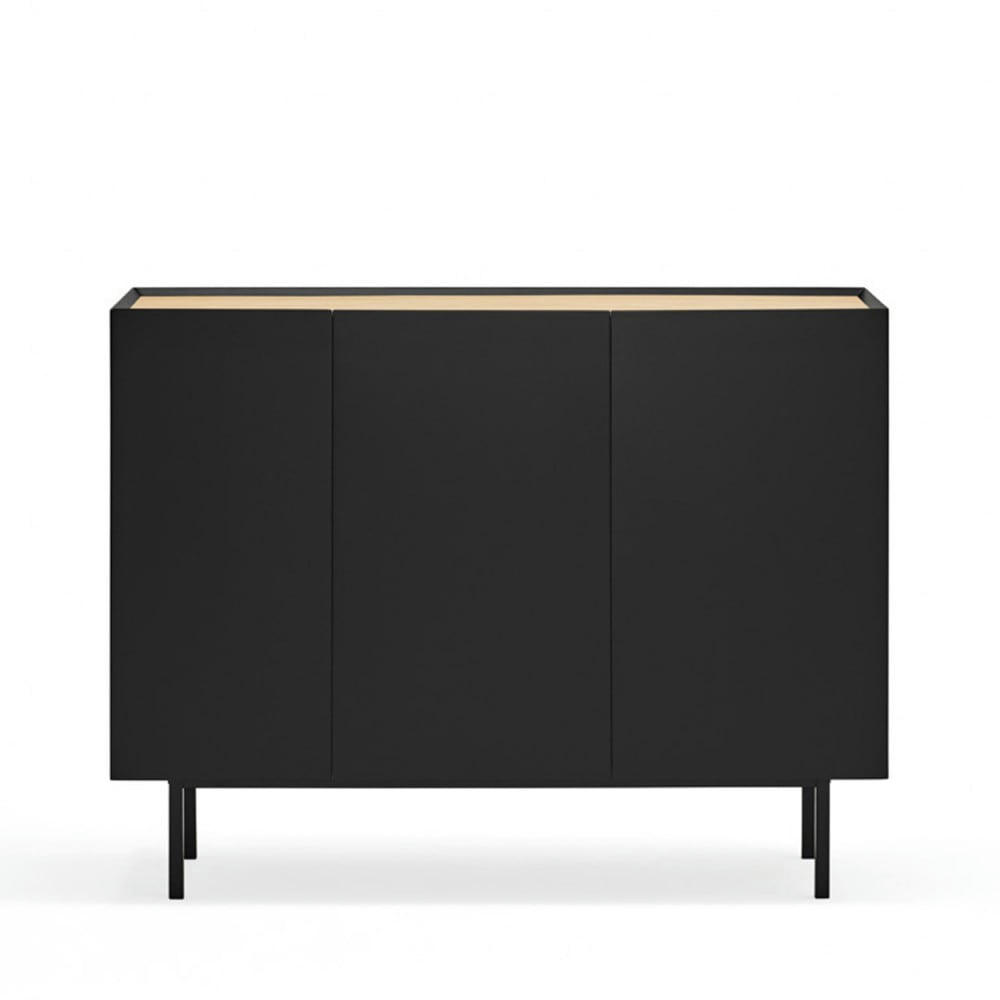ARISTA - Buffet en bois 3 portes 3 tiroirs L110cm noir