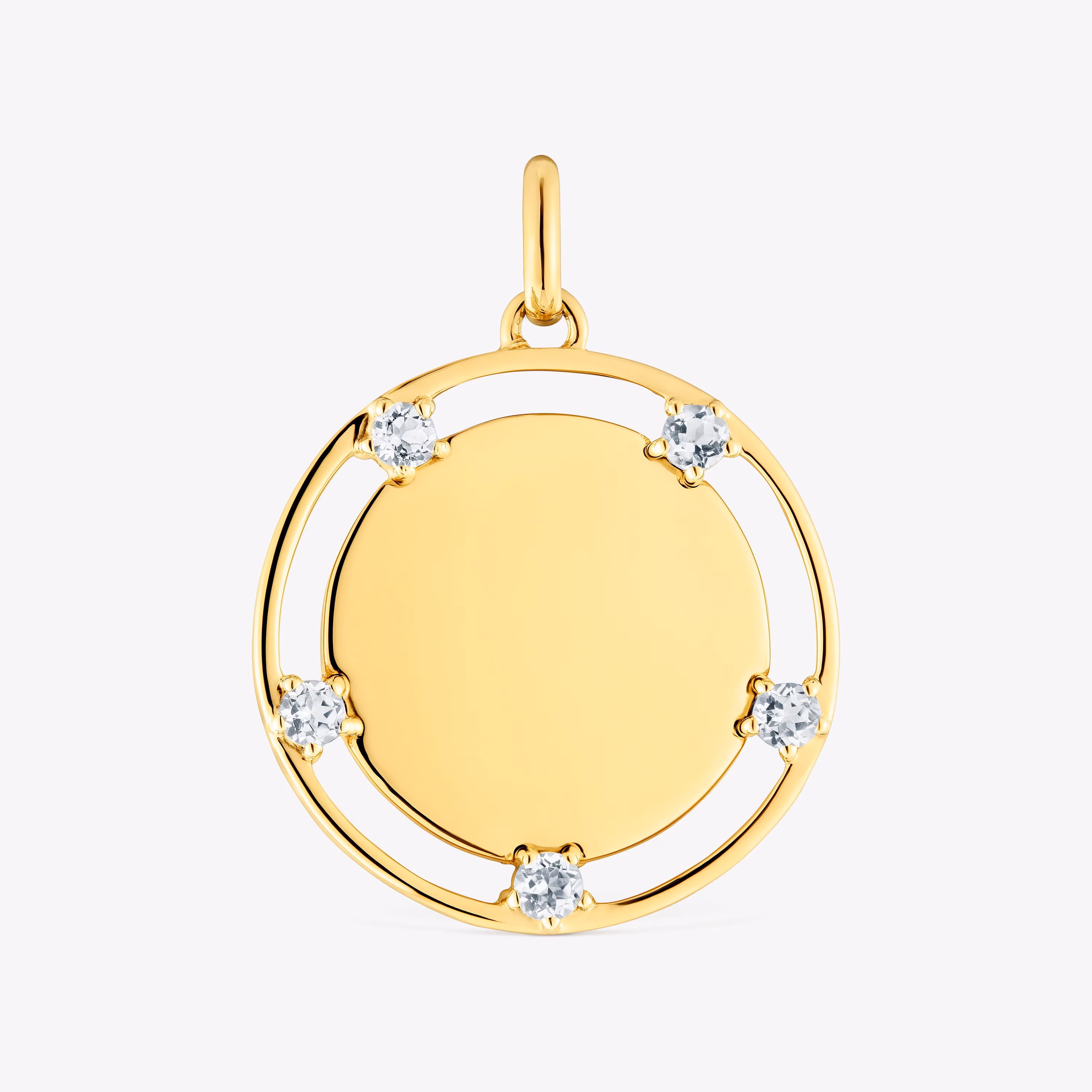 Colgante medalla con baño de oro 18 kt sobre plata y topacios TOUS Basics