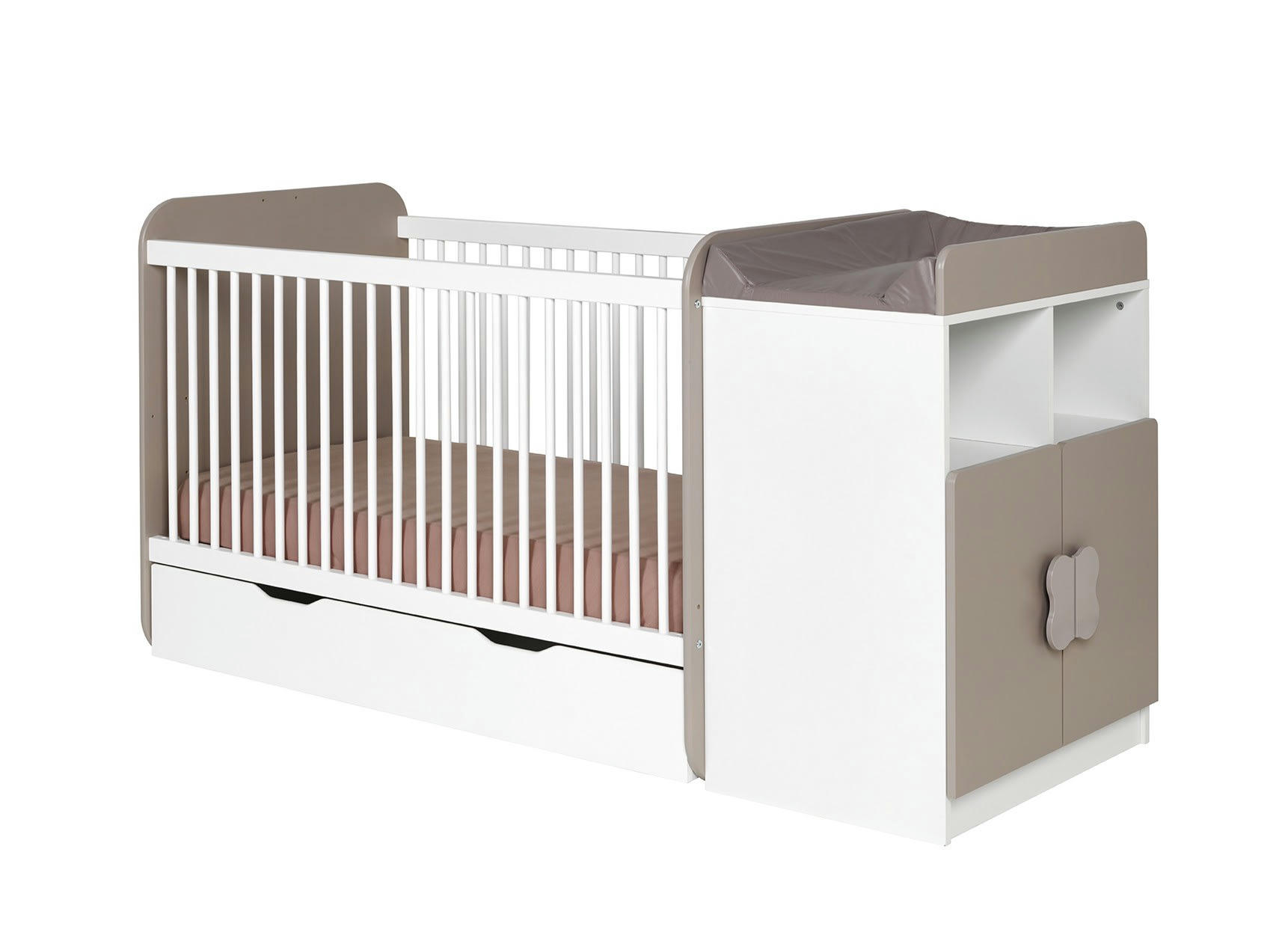 HYDRO - Lit bébé combiné Blanc et Lin