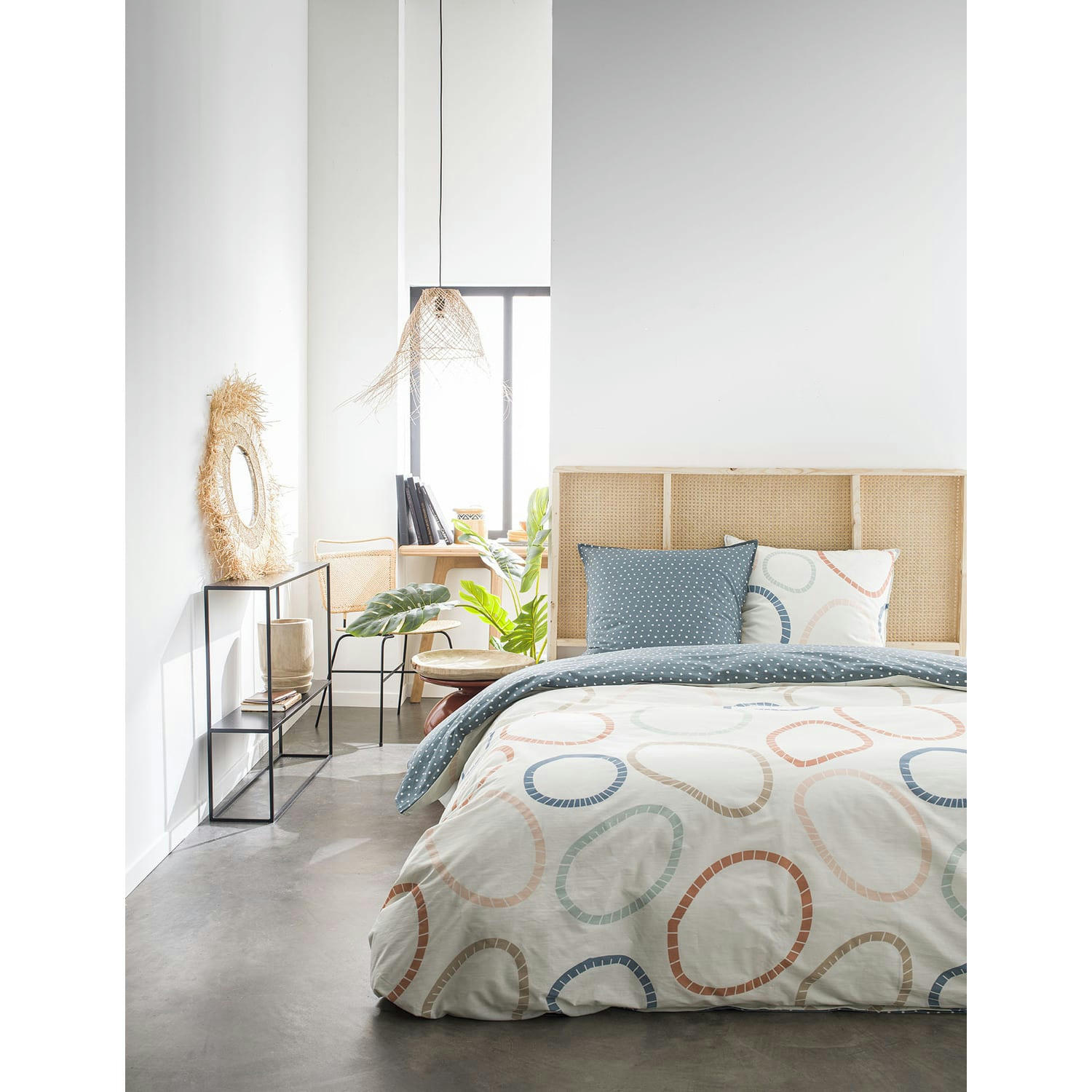 GISELA - Parure housse de couette coton blanc 240x260 cm