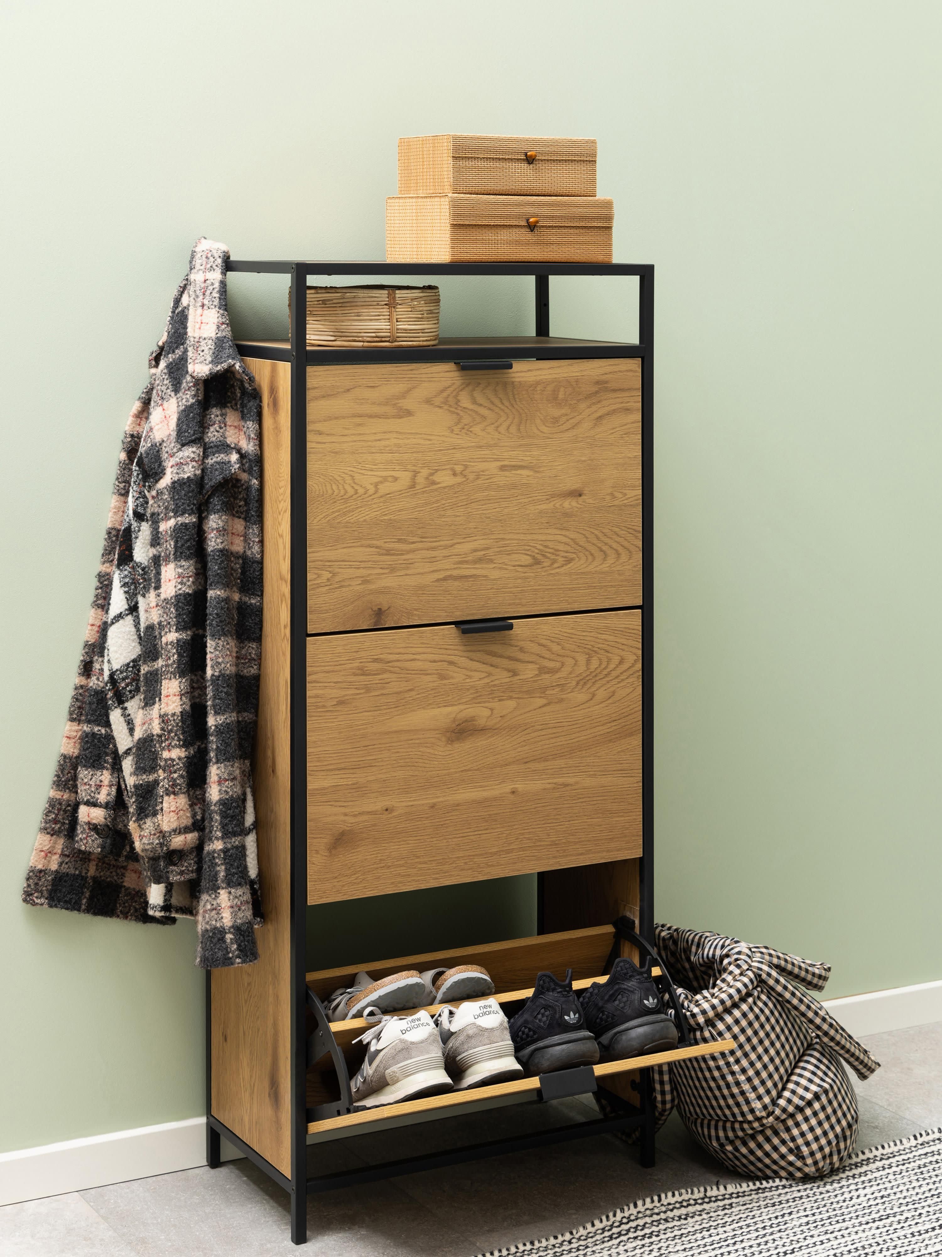 Holz-Schuhschrank Seaford mit Klappfächern