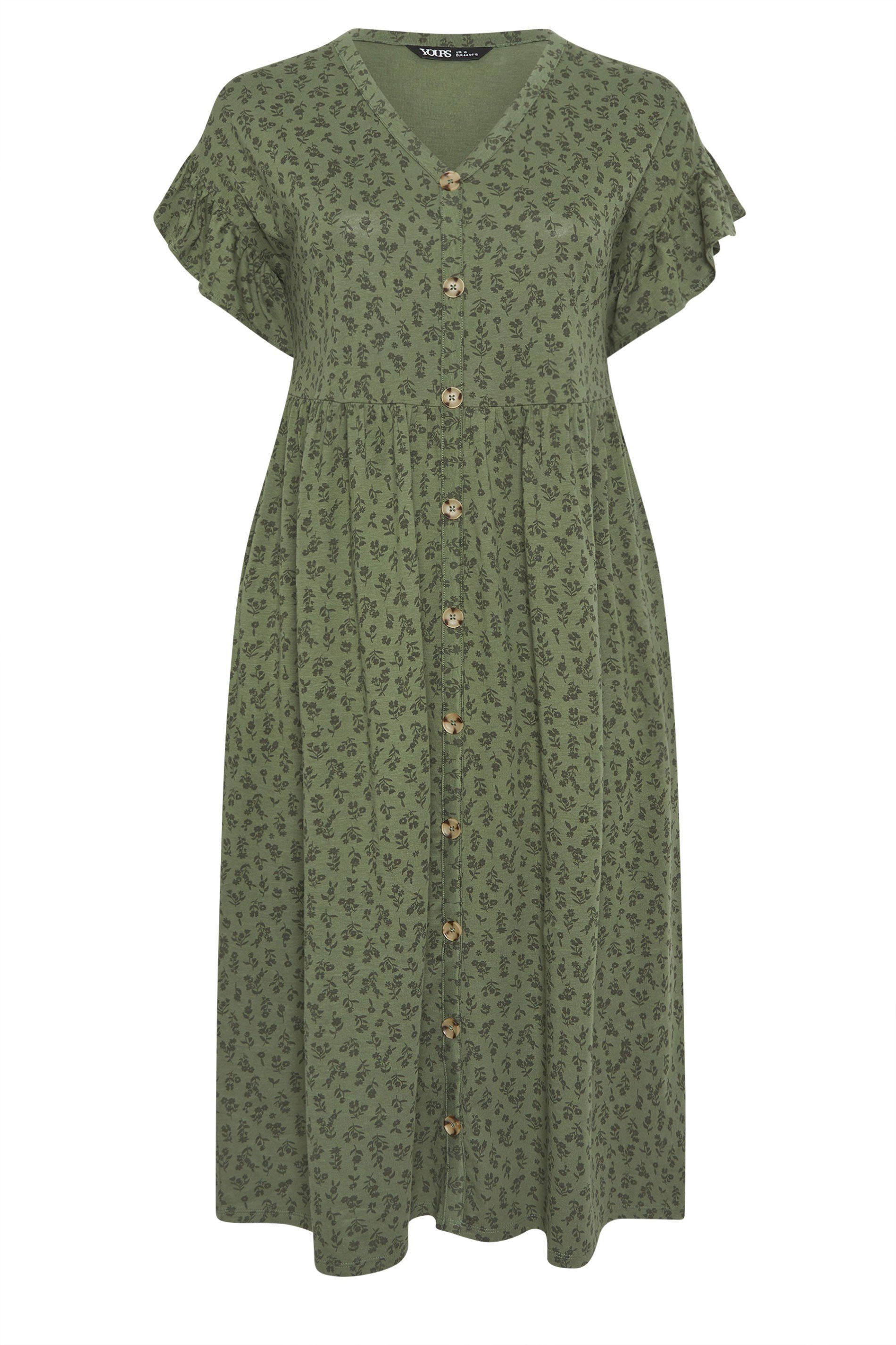 Yours Floral Frill Sleeve Dress