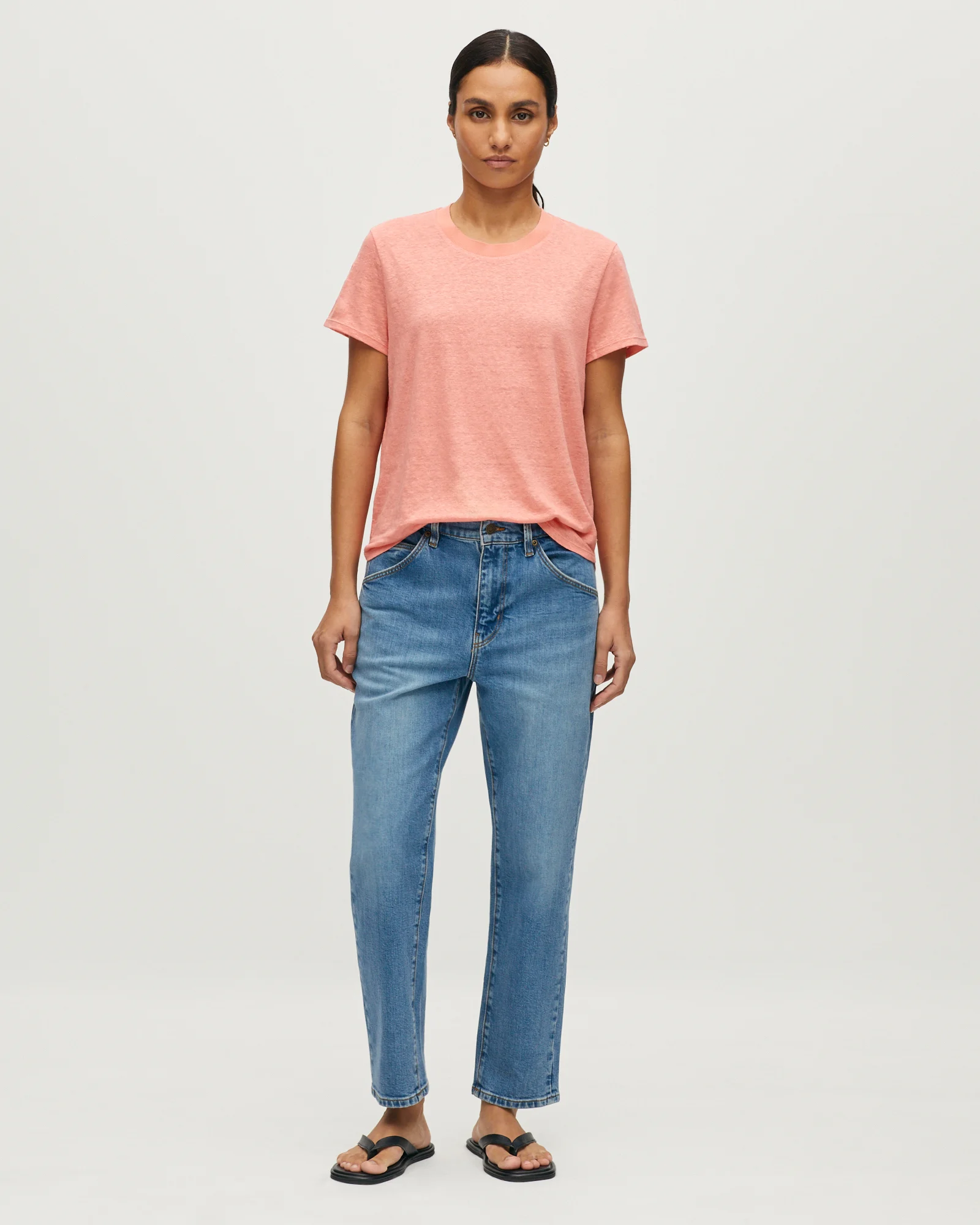 T-shirt col rond en lin AMANDINE