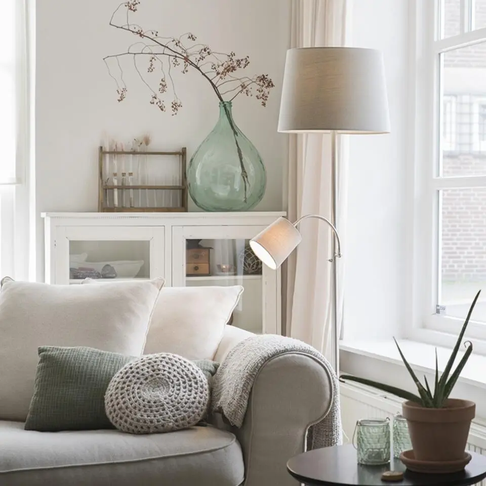 Qazqa staande lamp met kap retro grijs e27