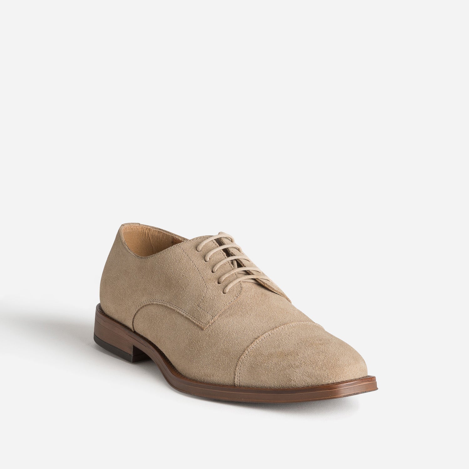 Derby beige cuir velours