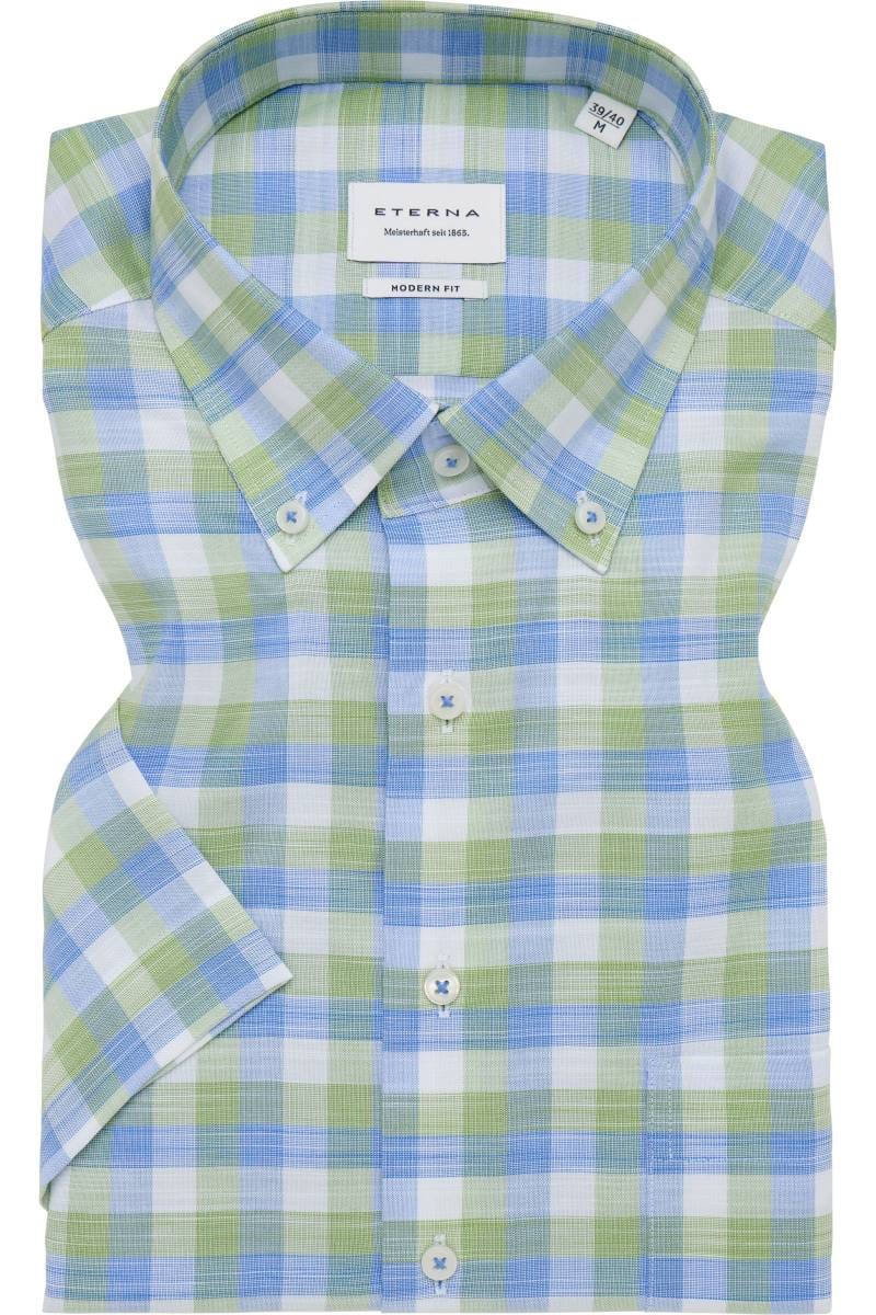 ETERNA Modern Fit Tencel Hemd hellgrün, Kariert
