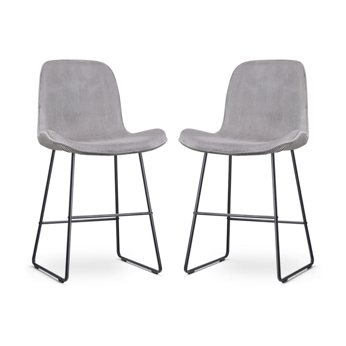 Nolon Nino-Fé Barkrukken Set van 2 Ribstof Warm Grijs - Zwart - 65 cm