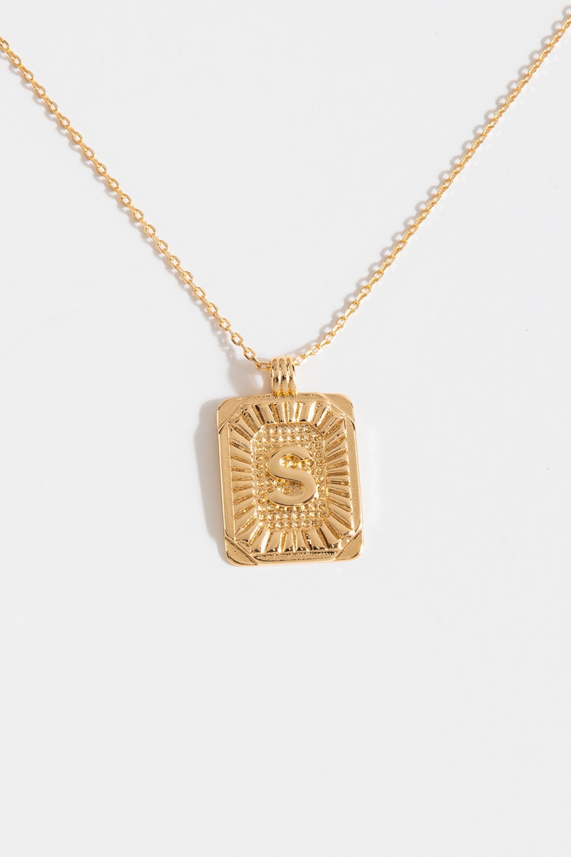 Initial ID Tag Pendant Necklace