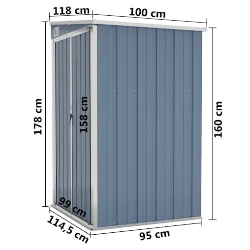 NNEVL Wall-mounted Garden Shed Grey 118x100x178 cm Galvanised Steel