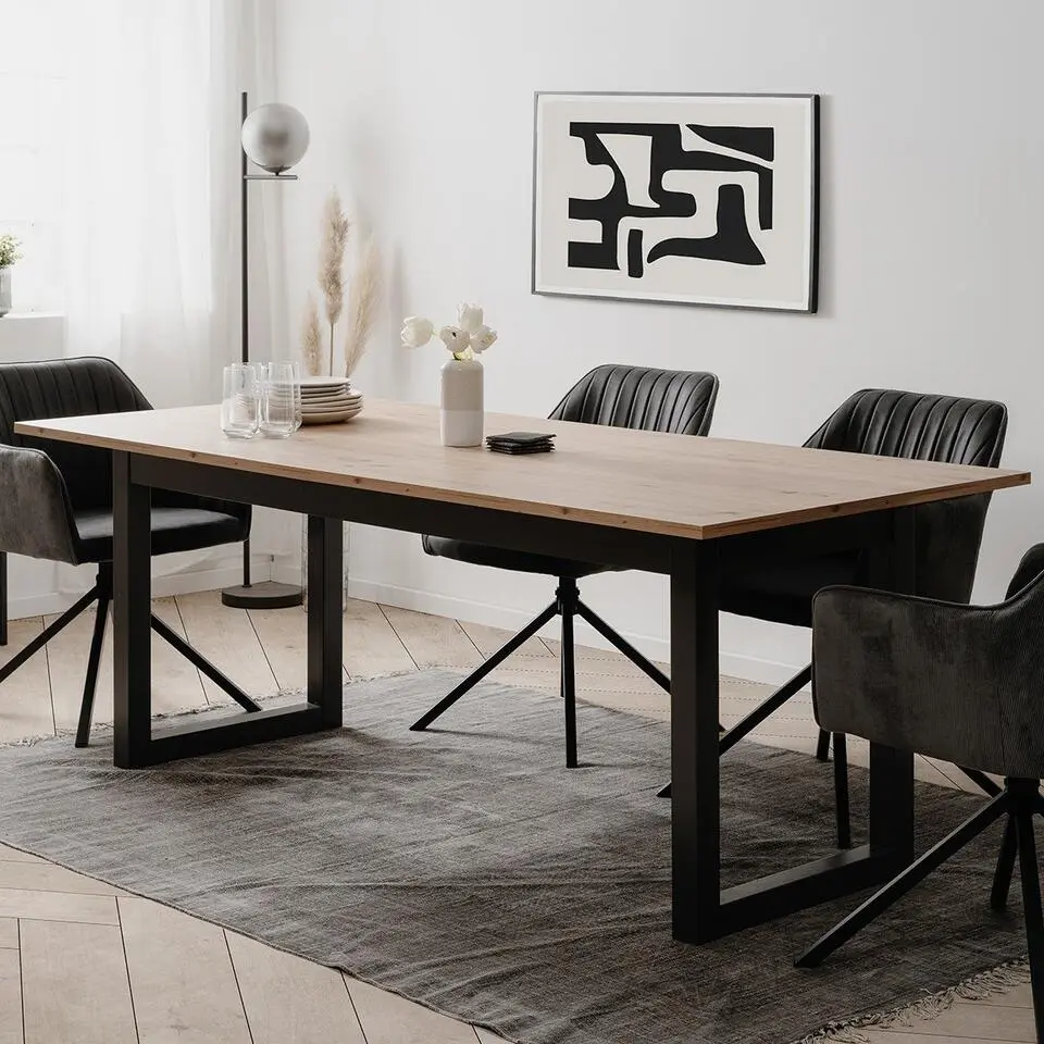 CALICOSY - Uitschuifbare eettafel DENVER - Licht hout - 90x240x75 cm