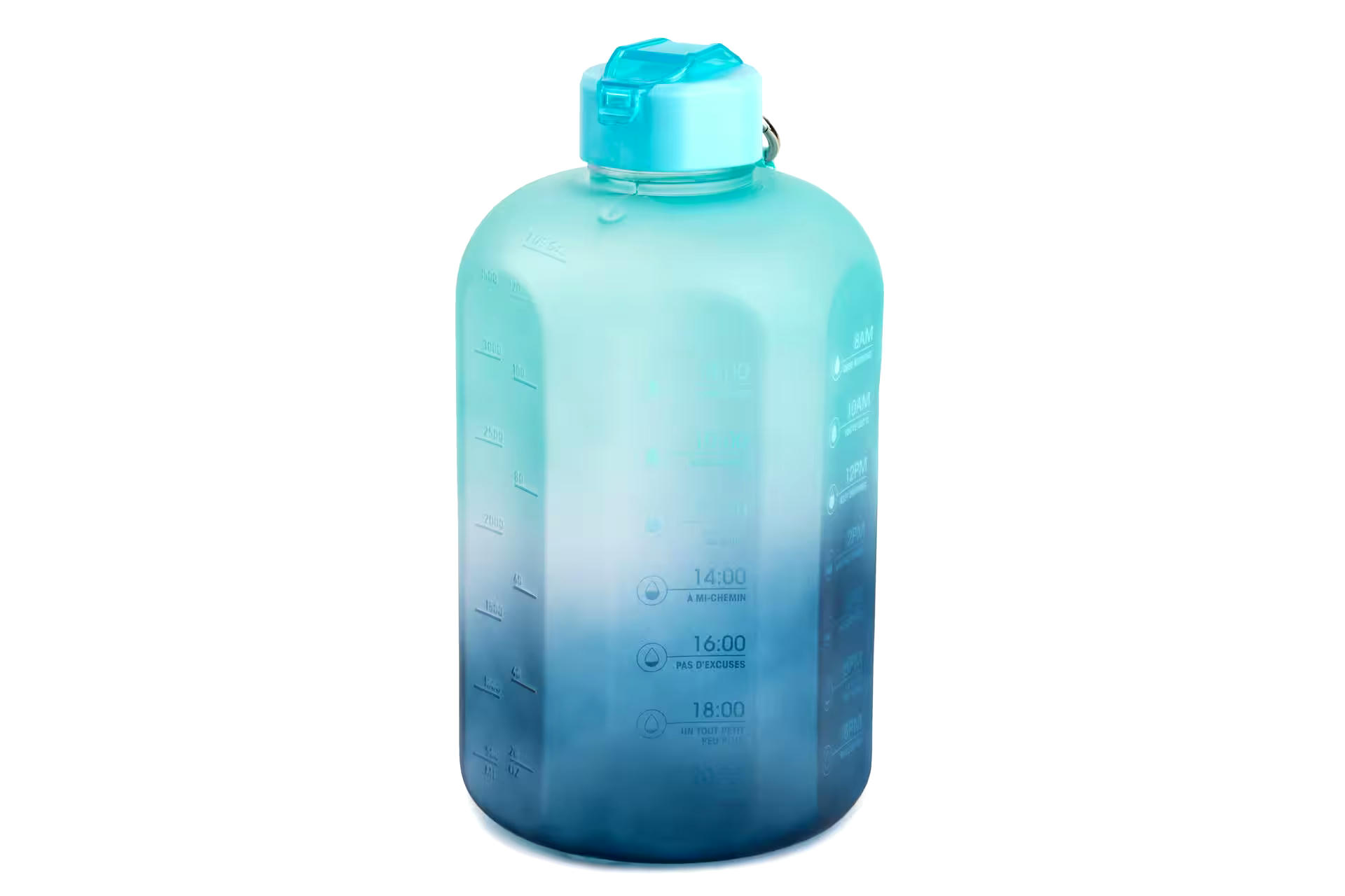 Manna Ombre Motivational Plastic Water Bottle with Leakproof Lid, 3.7-L