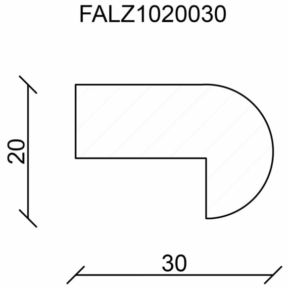 Falzleiste, Buchenholz natur, LxHxT: 95 x 0,3 x 2 cm