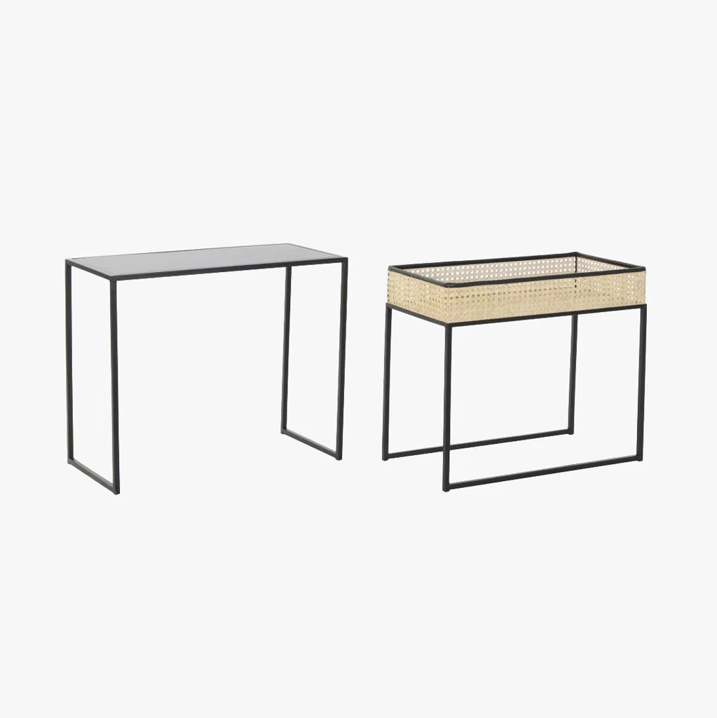 Conjunto de Duas Mesas Ferro e Ratan VEREDA