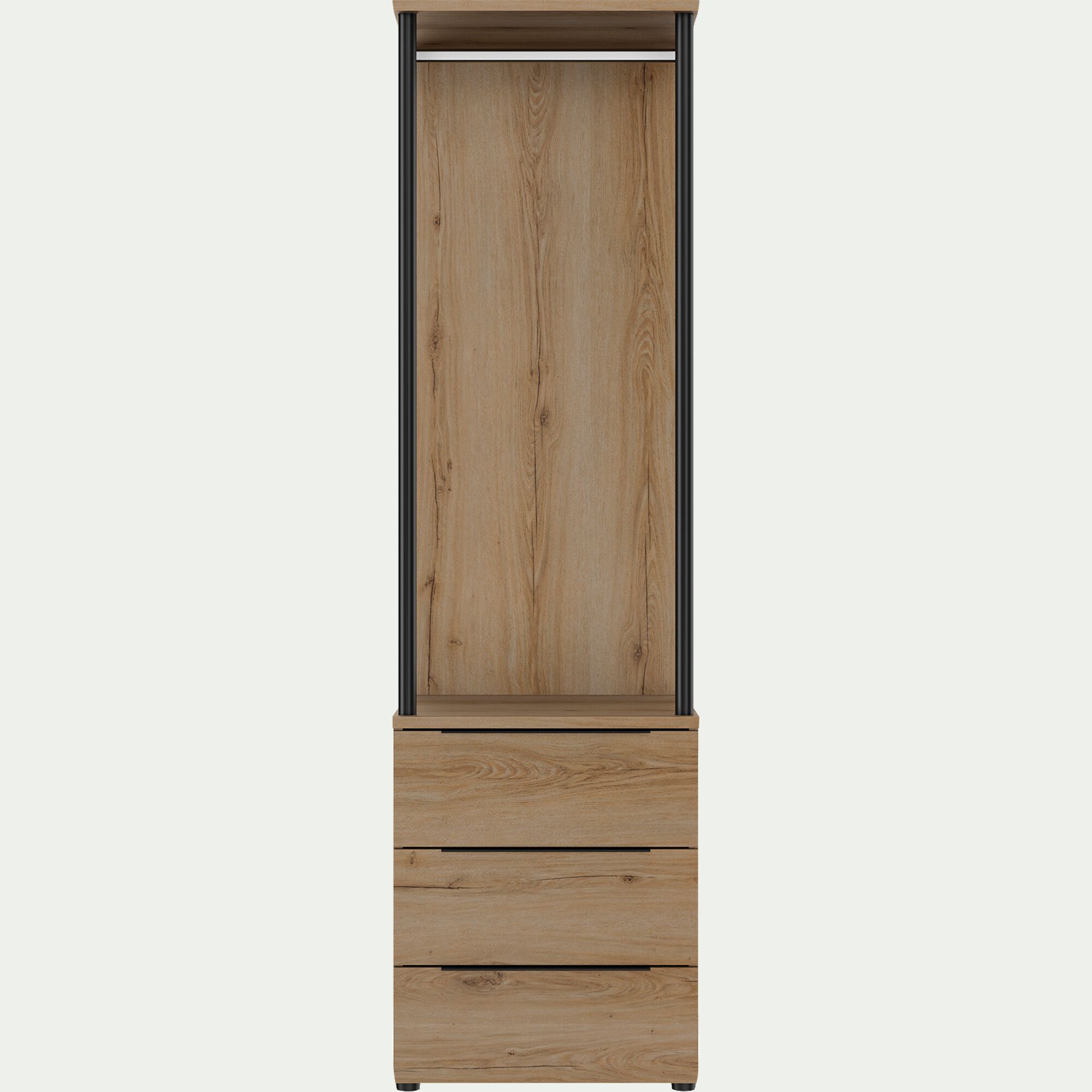 LUCIAN - Colonne de rangement 3 tiroirs en bois H210cm - bois clair