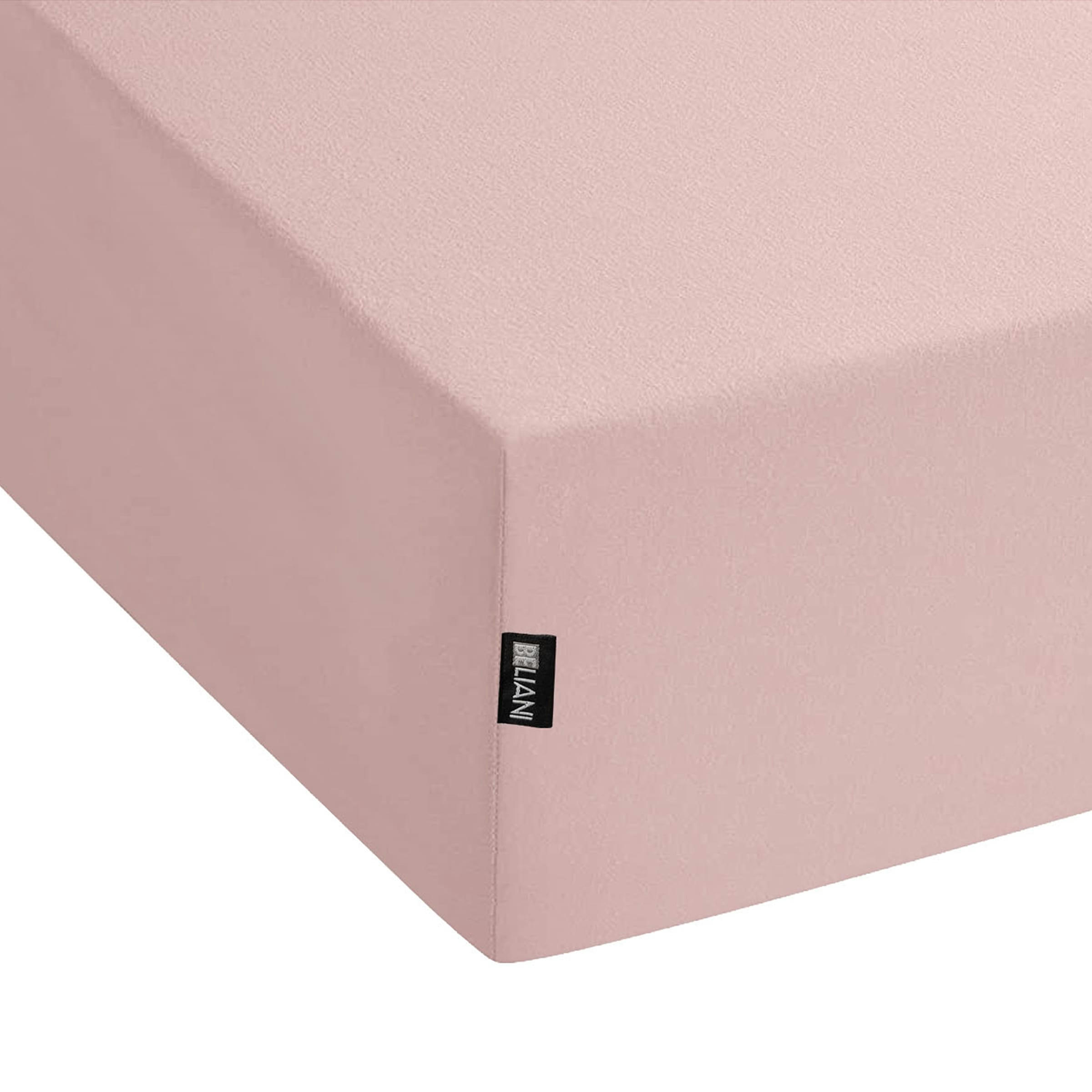 HOFUF - Drap-housse en coton 160 x 200 cm rose