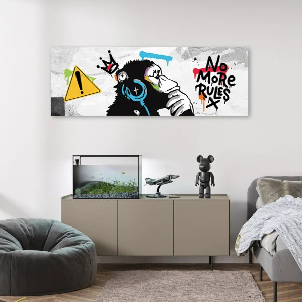Feeby Obraz na płótnie, Banksy DJ Małpa 90x30
