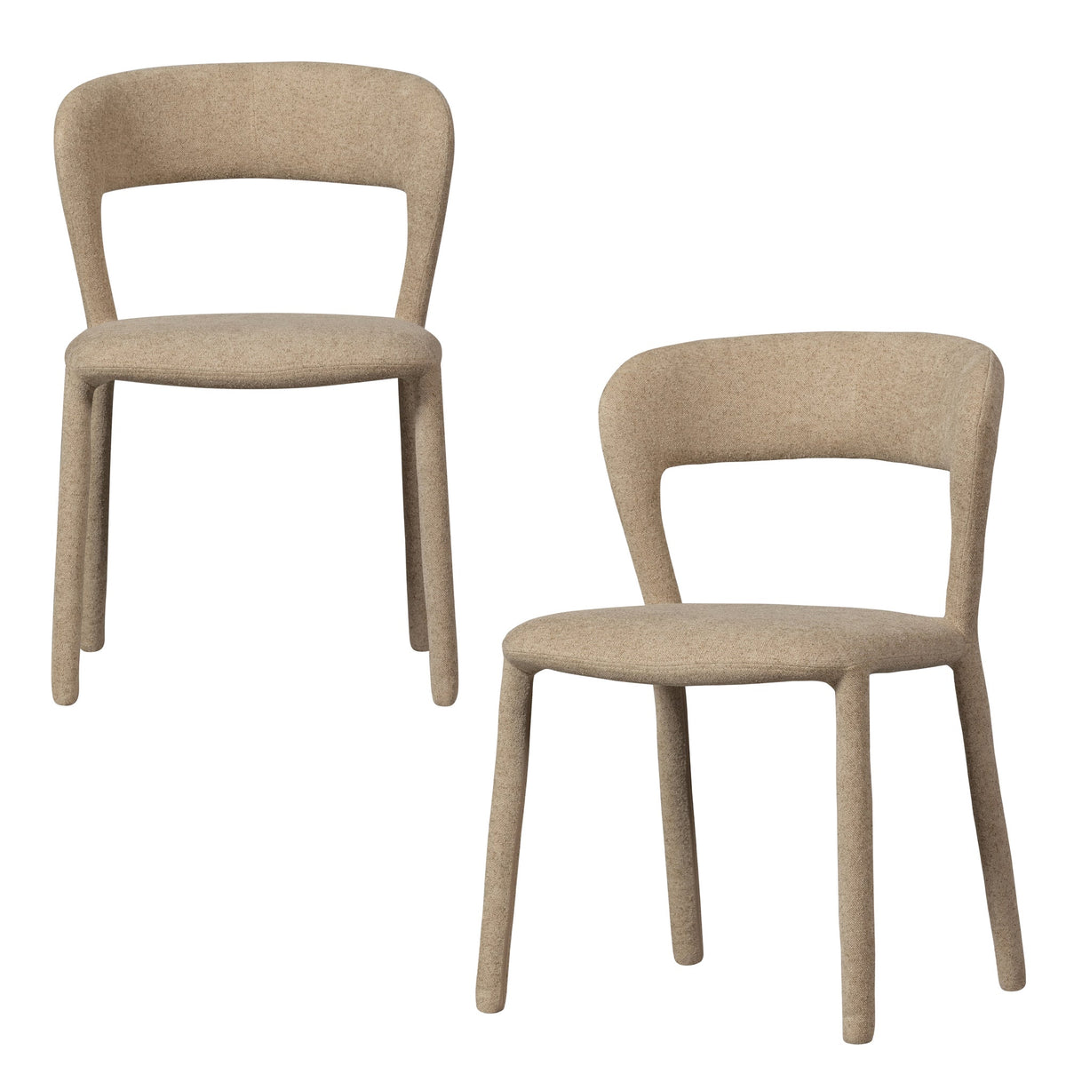 WOOOD eetkamerstoelen Noble - Polyester - Zand - Set van 2