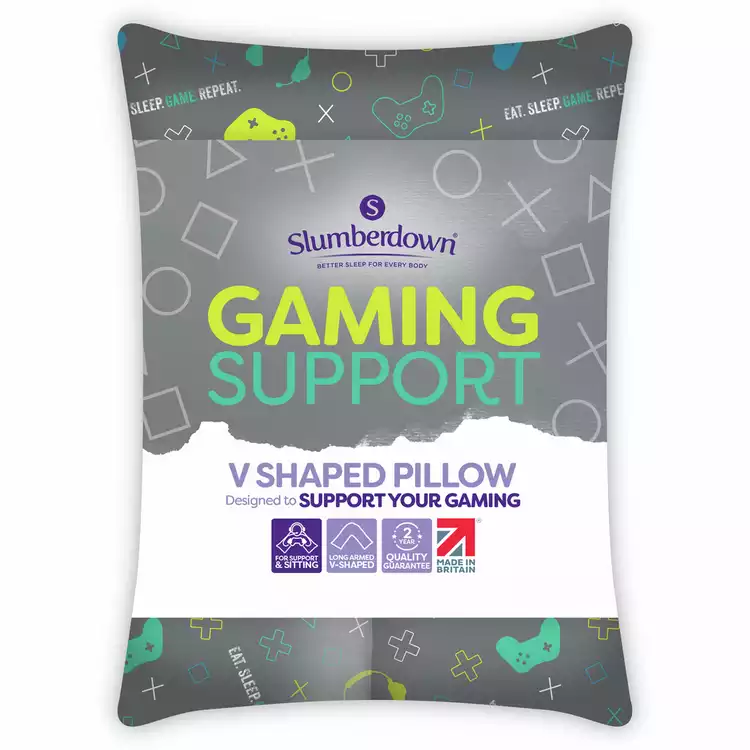 Slumberdown Gaming V Shaped Support Pillow - White
