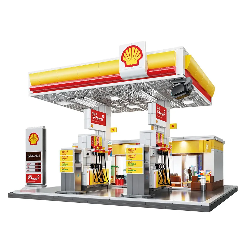 Deqube Shell Gas Station construction game 1309 pieces