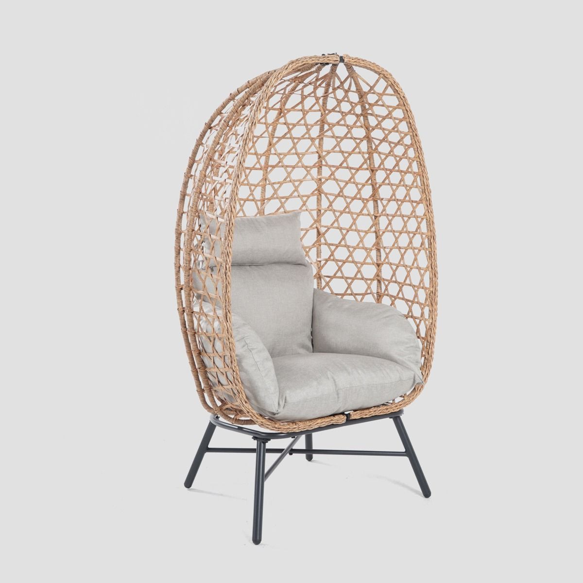 Fotel PARAISO Naturalny z beżową poduszką 85x67x144 cm