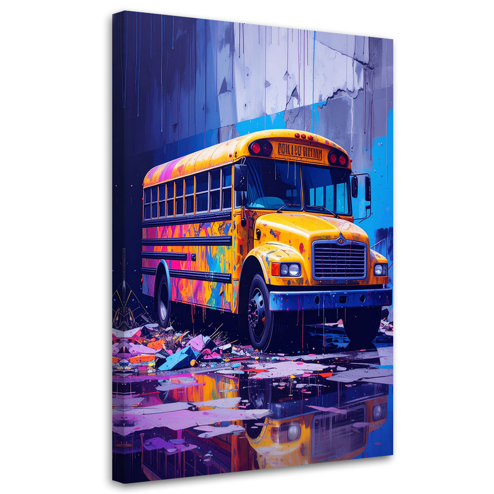 Obraz młodzieżowy do salonu, Żółty szkolny Autobus 20x30
