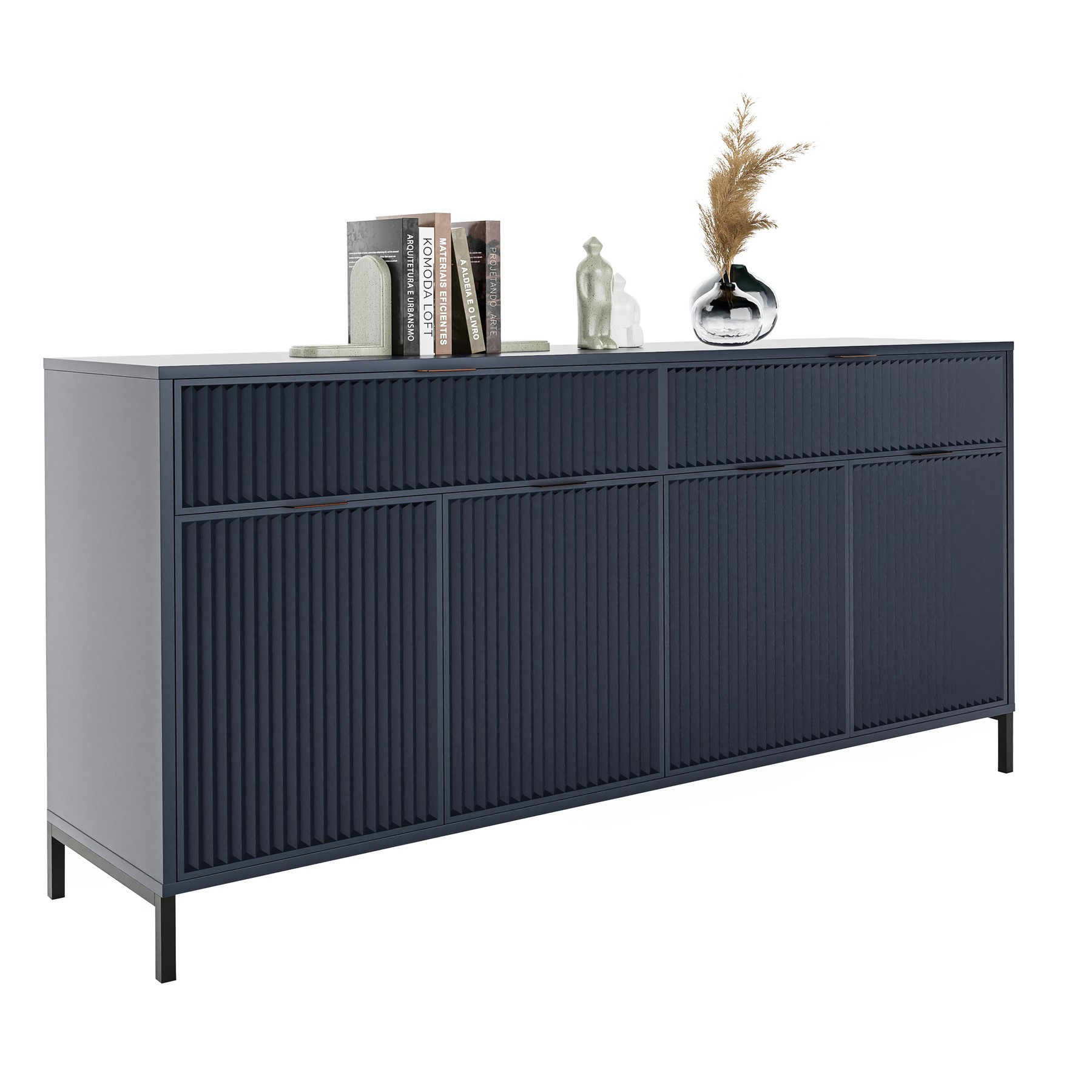 Loftowa komoda z szufladami WAVE 165 cm - indigo