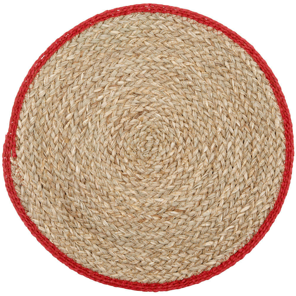 - Set de table en jonc de mer bord rouge D38