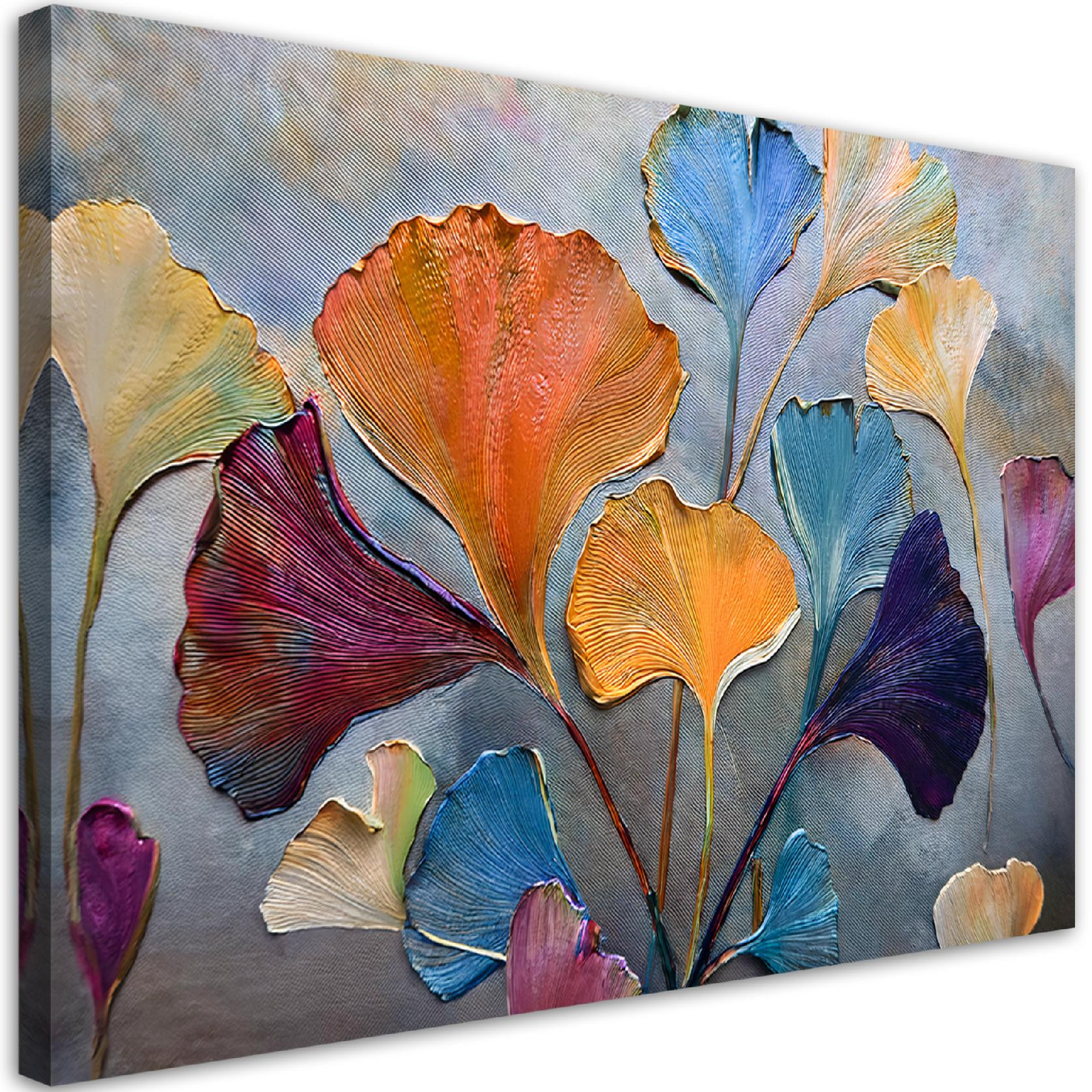 Feeby Obraz na płótnie, Kwiaty Ginko Kolorowe 60x40