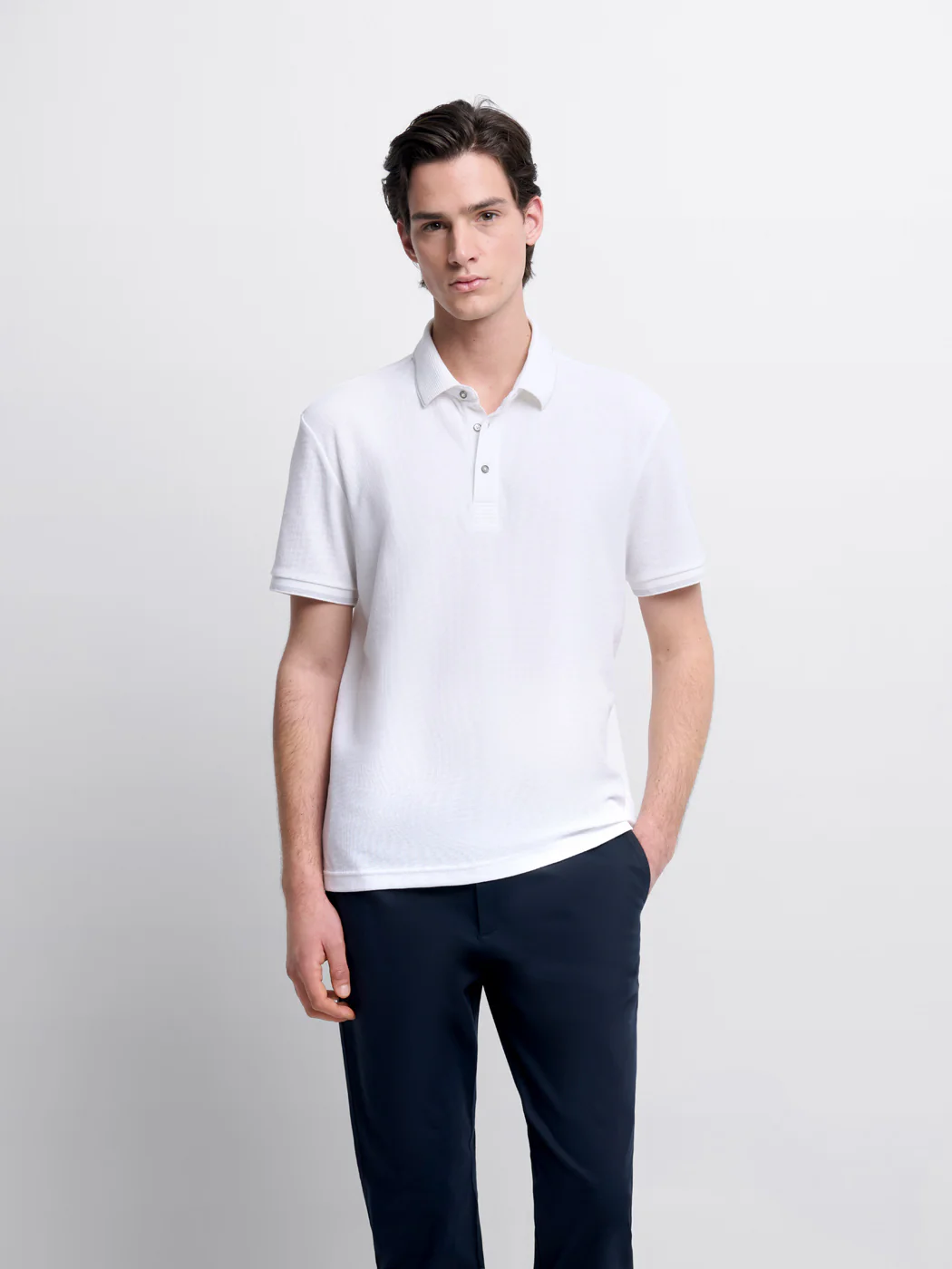 Polo col boutonné gauffré