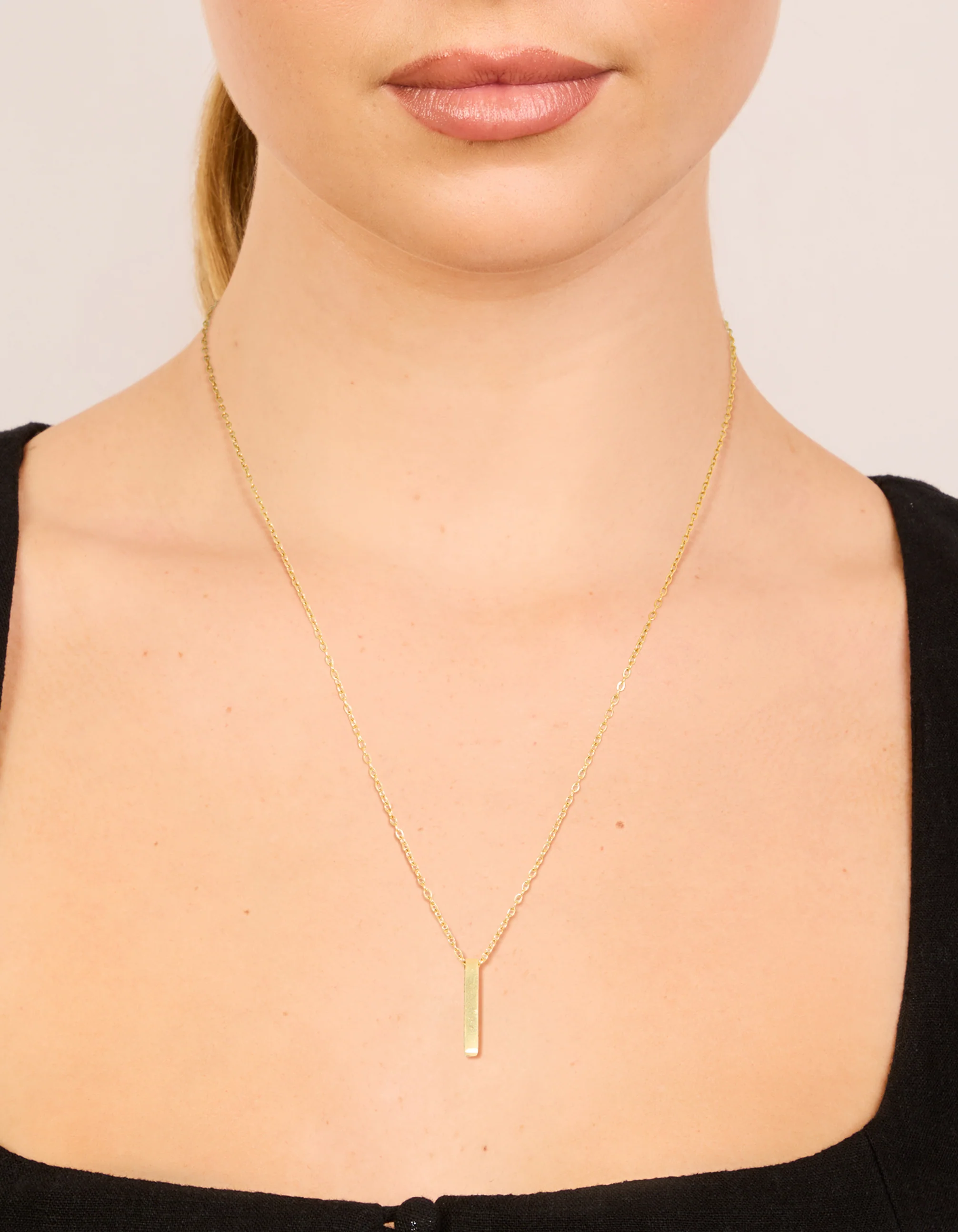 Waterproof Gold Plated Stainless Steel Pillar Engravable Pendant Necklace