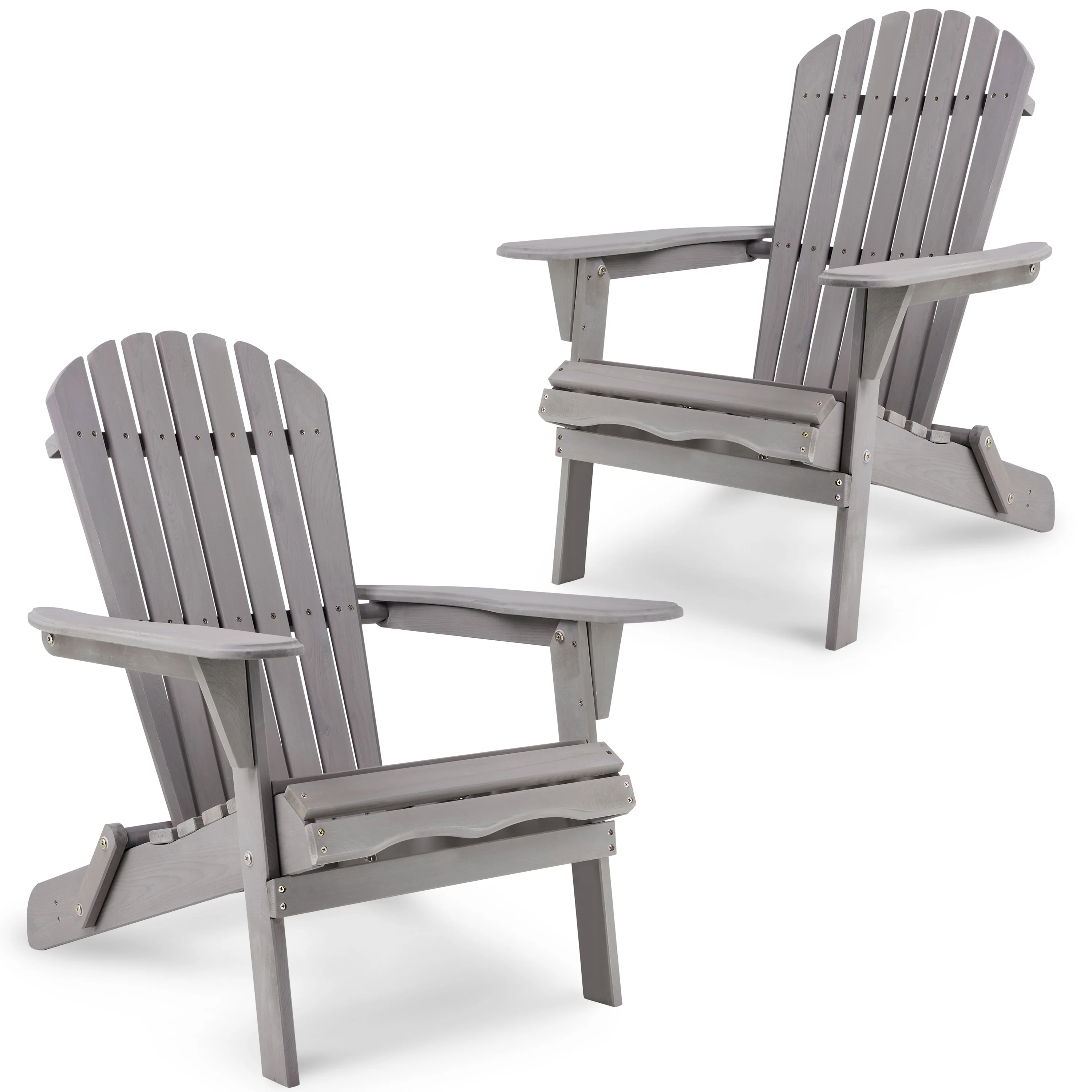 Wooden Folding Adirondack Chair Set of 2 Patio Fire Pit Chairs