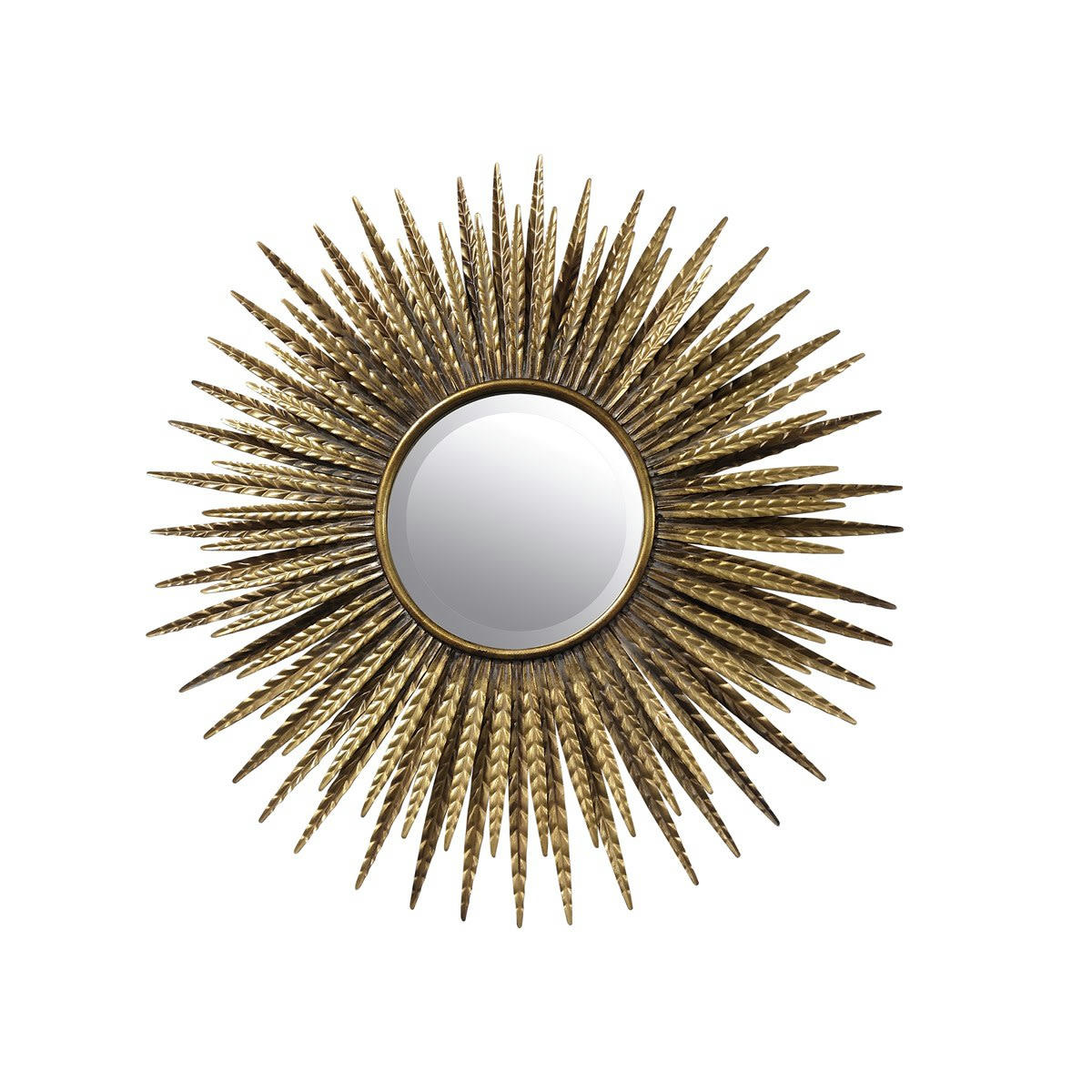 SOLEIL - Miroir soleil biseauté en métal or D88