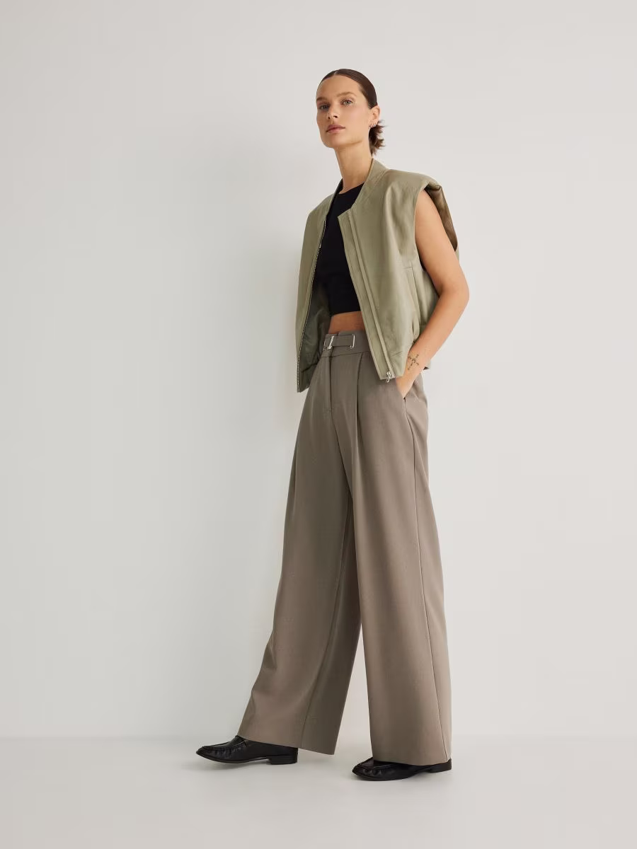 Wide Leg Trousers With Belt