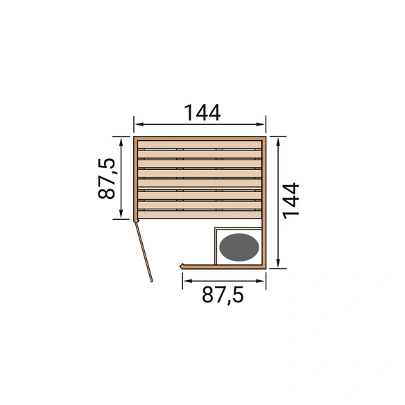 Massivholzsauna »LAUKKALA 1«, 4 Personen, inkl. 4,5 kW Ofen mit externer Steuerung