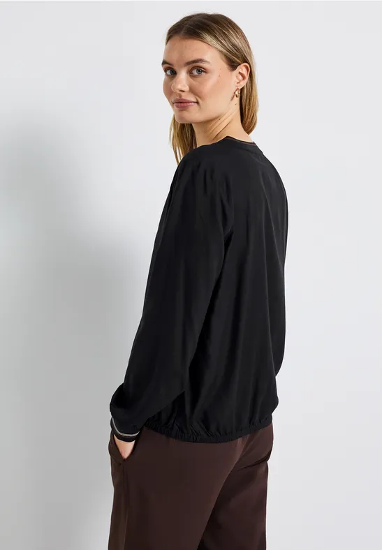 Split Neck Bluse mit Tape