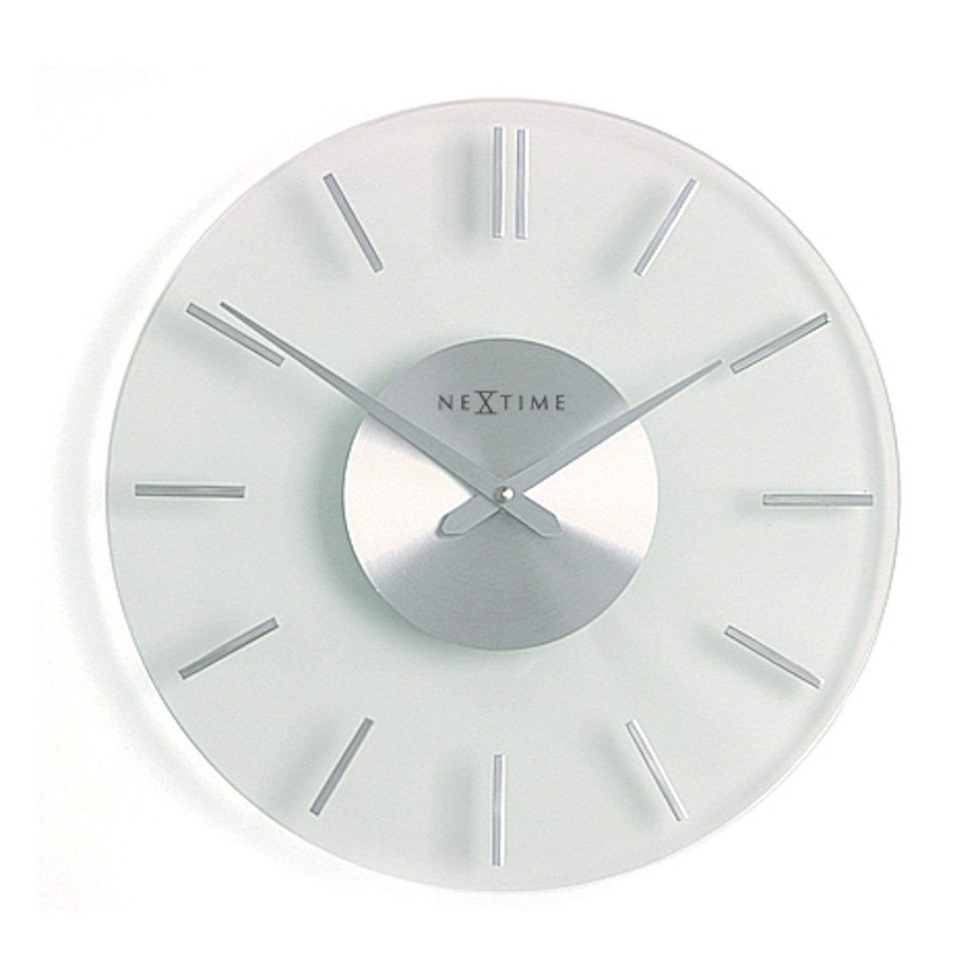 NeXtime - NeXtime - Wandklok- 31 cm- Glas Aluminium- Transparant -