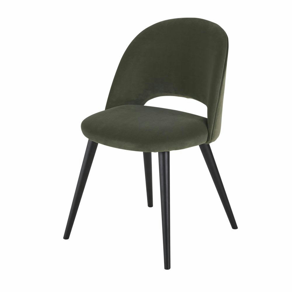 Syster - Chaise en velours vert kaki